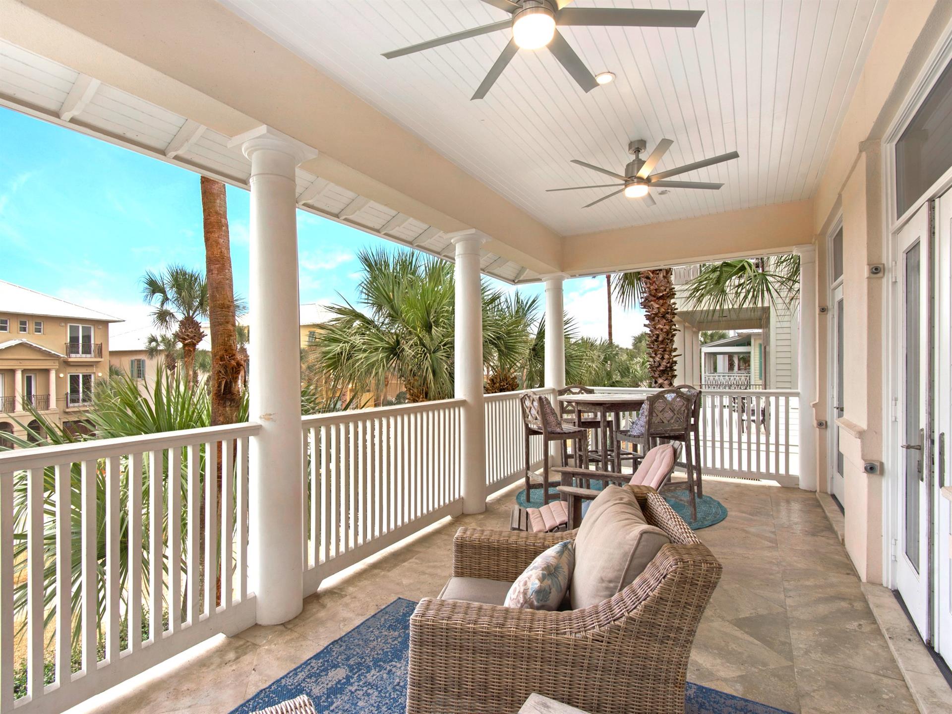 Enjoy morning coffee or evening cocktails from the 2nd floor living area balcony