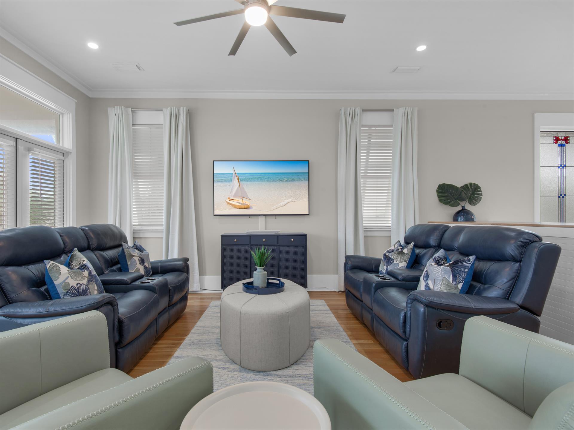 Living area with large TV  2nd floor