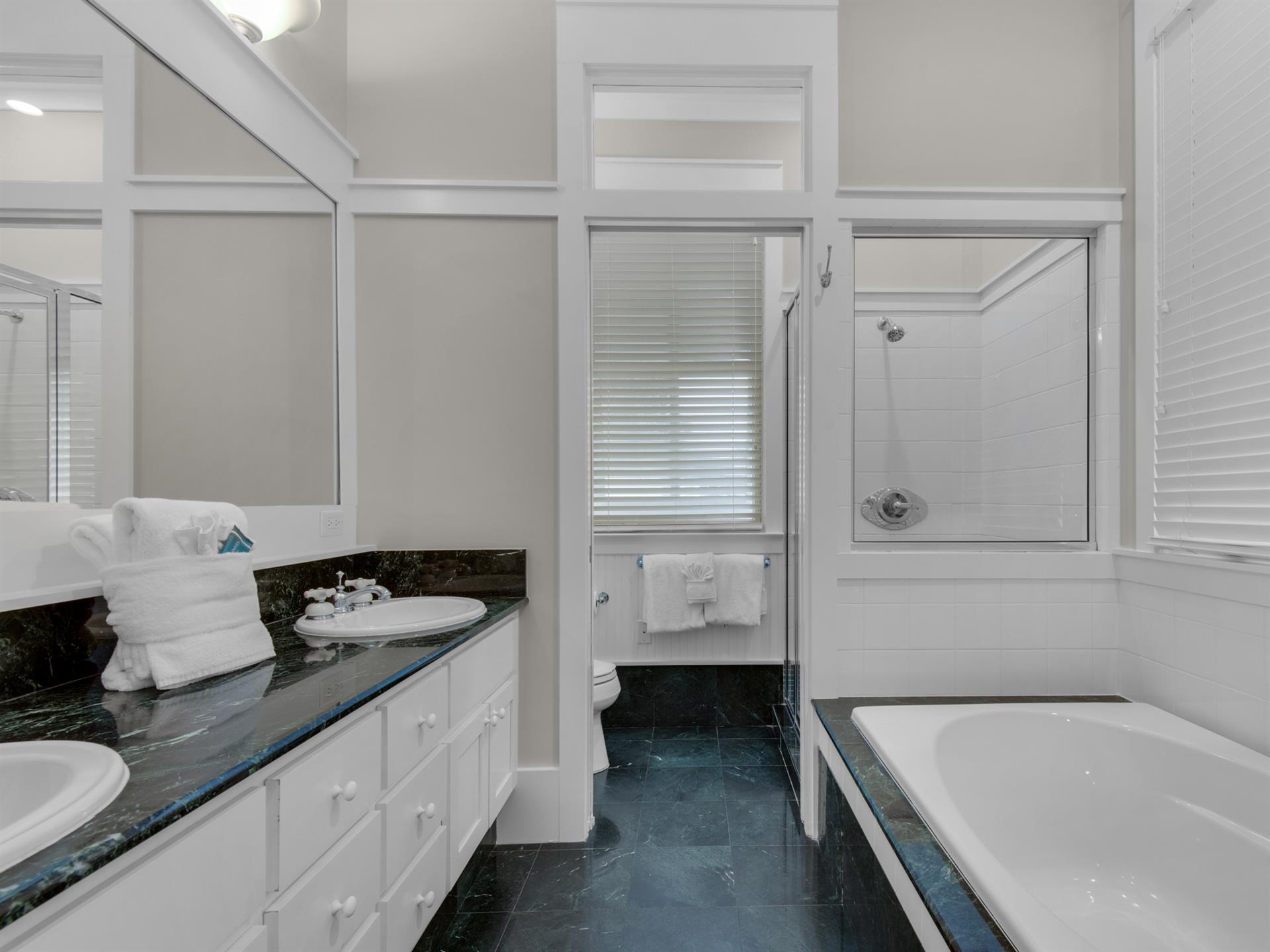 Primary bathroom 1 with soaking tub not jetted and walk in shower  2nd floor