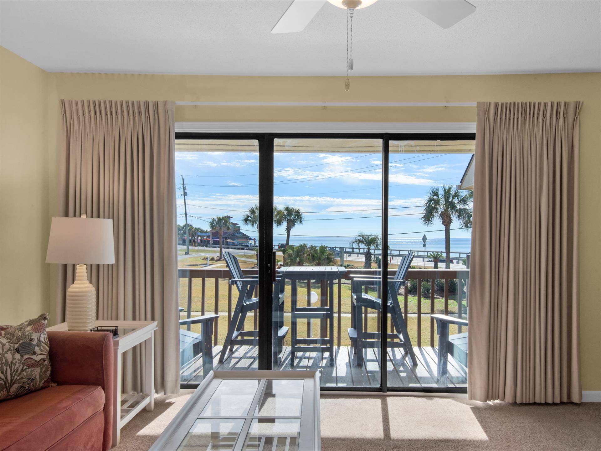 Living Room with Private Balcony and Gulf Views