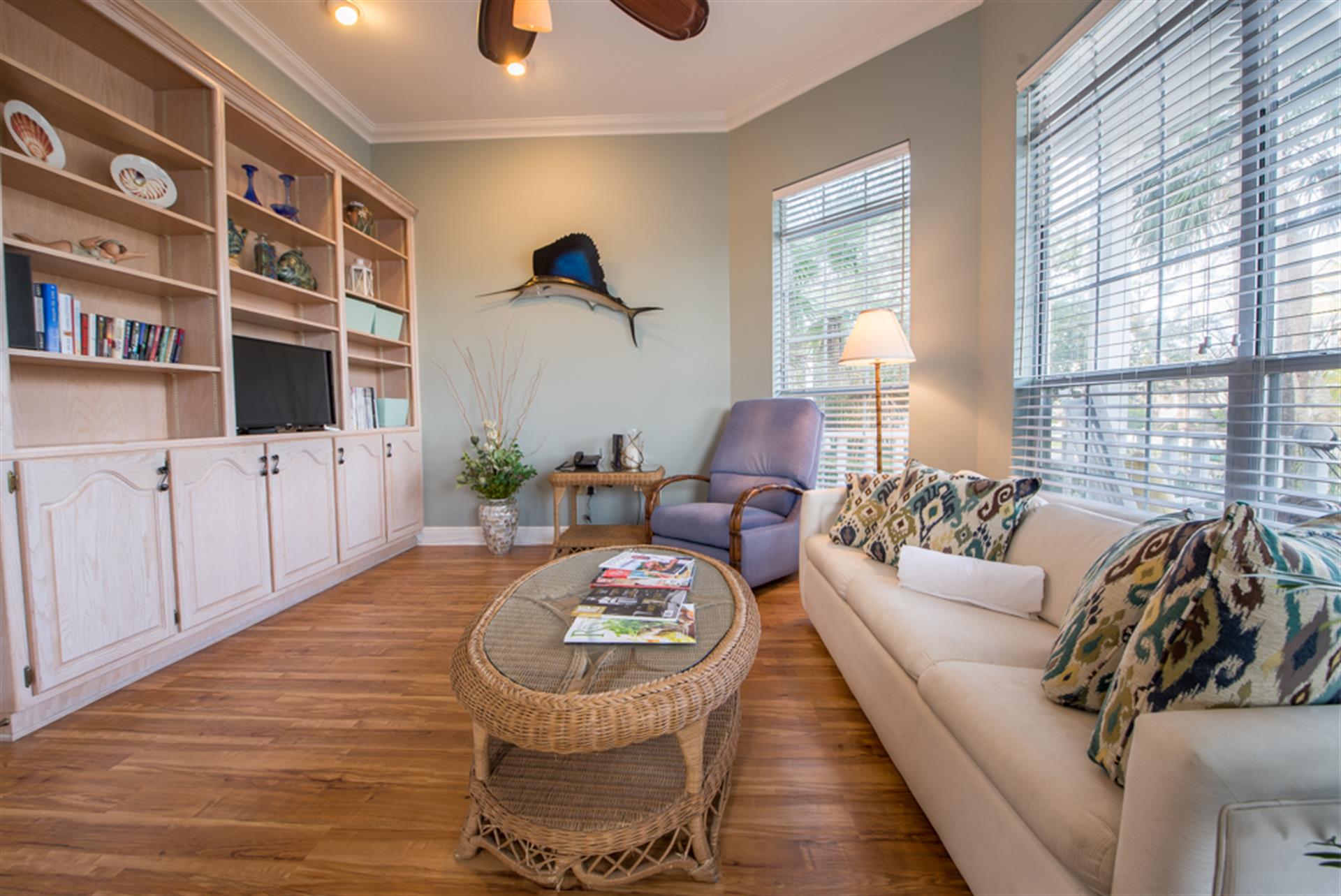 Front Sitting Area on 1st Floor with Sleeper Sofa