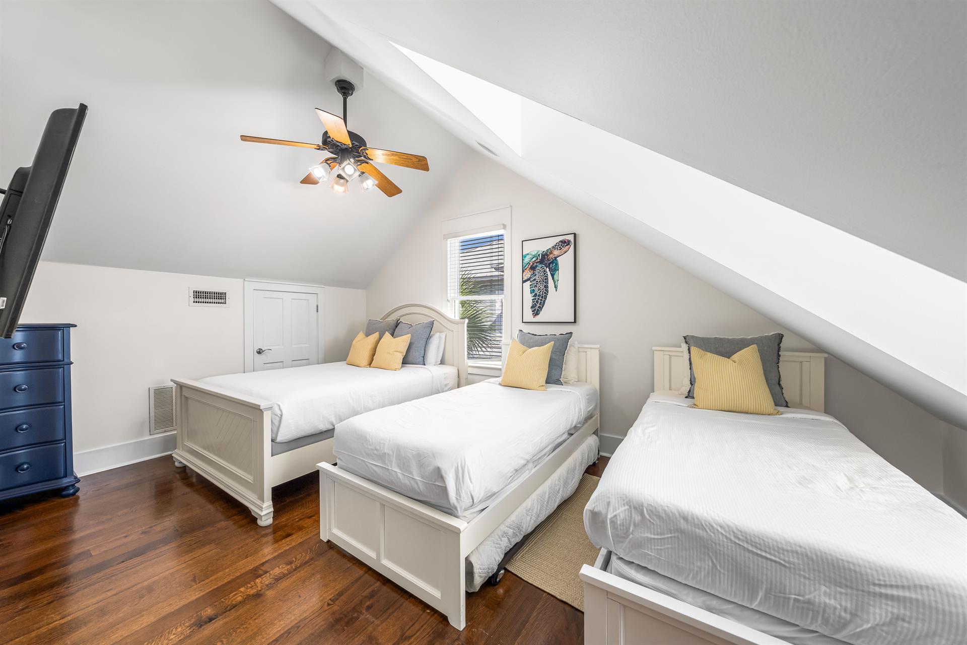 3rd Floor Lofted Bedroom for Kids with 1 Queen Bed and 2 Twin Beds  1 Twin Trundle.  55 YouTube TV with XBox.  Adjacent Full Bathroom