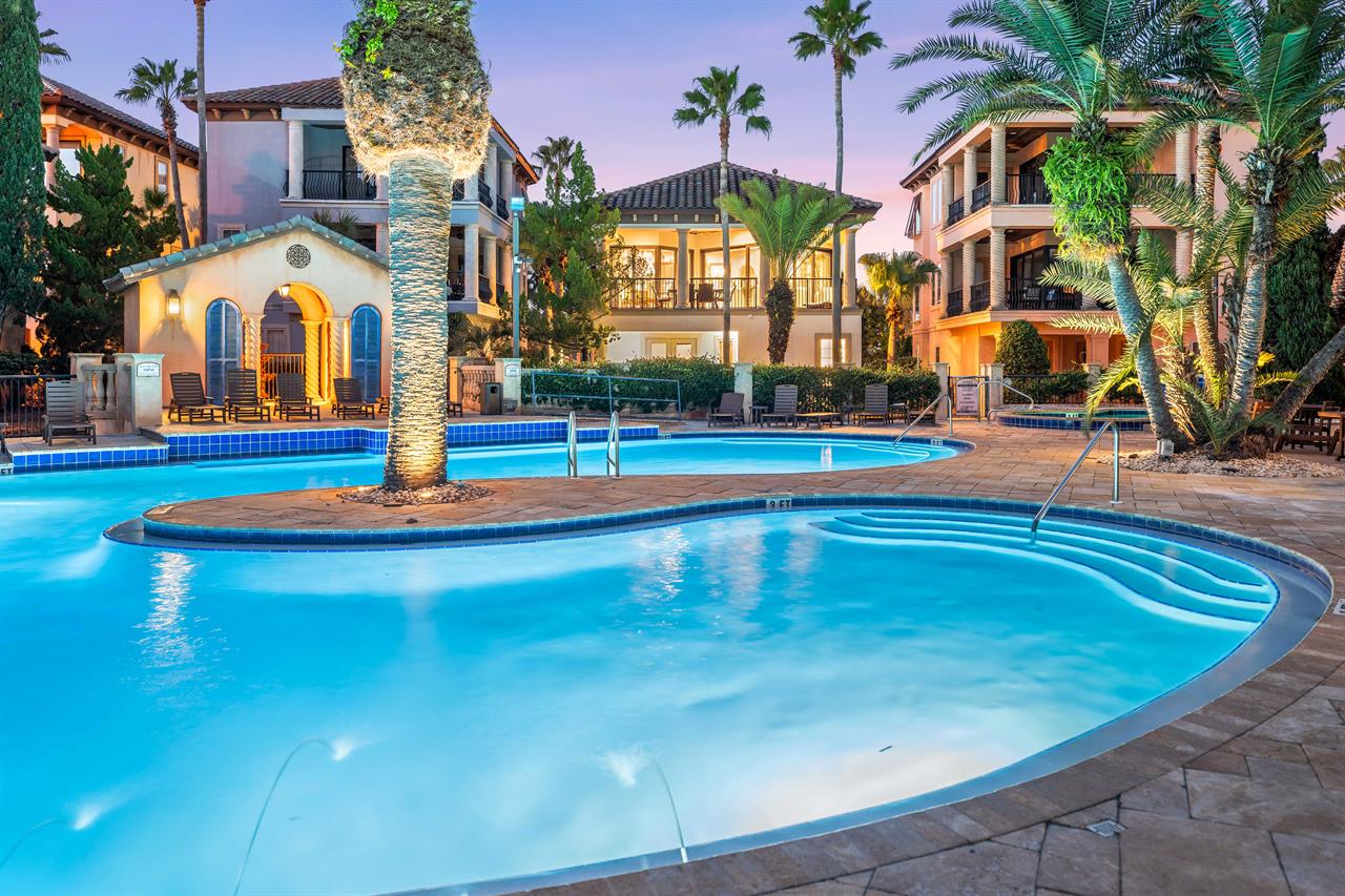 The night time is the right time for an evening swim. BONUS  Separate heated spa