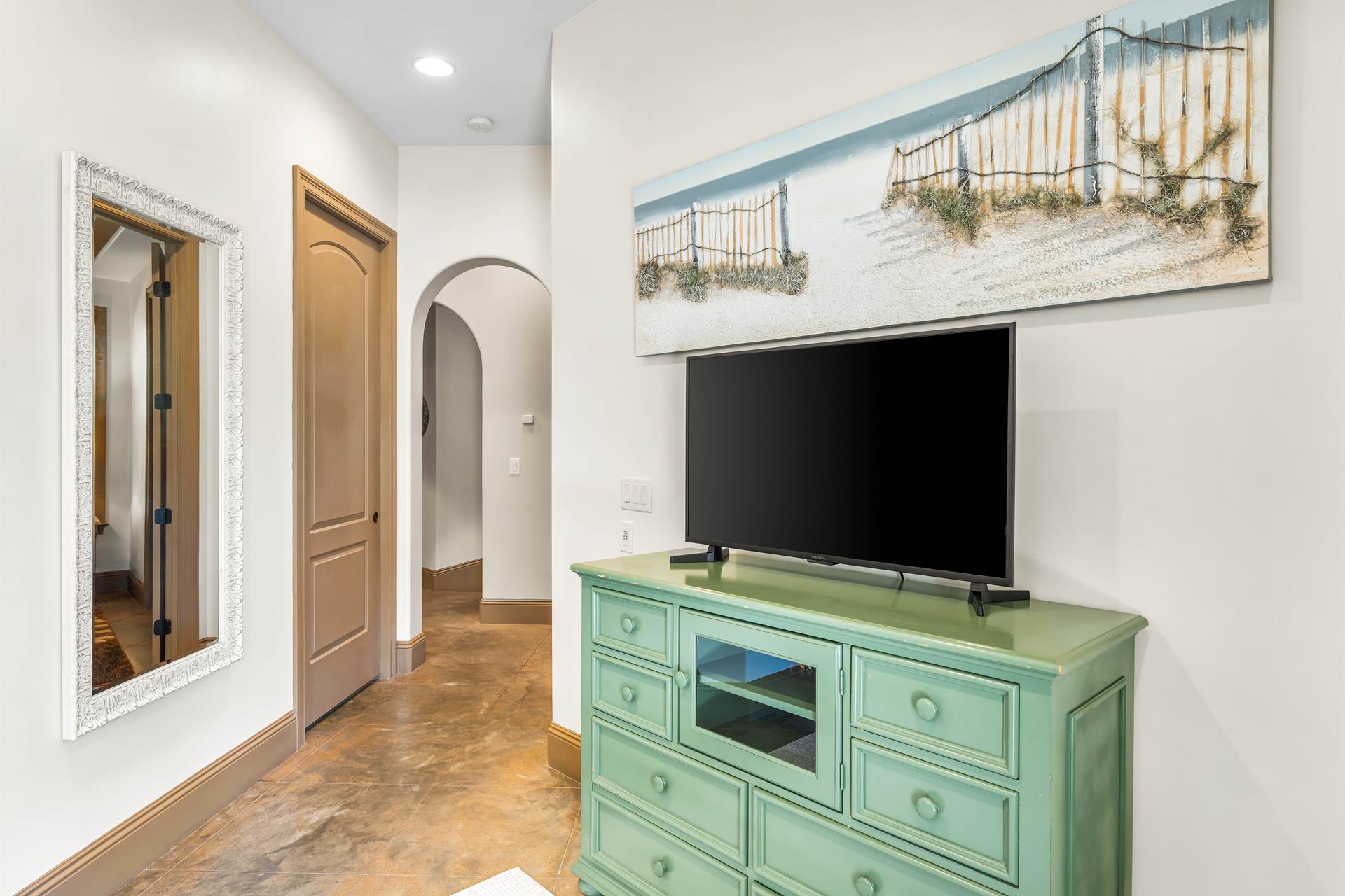 Bunk bedroom with a 42 smart tv