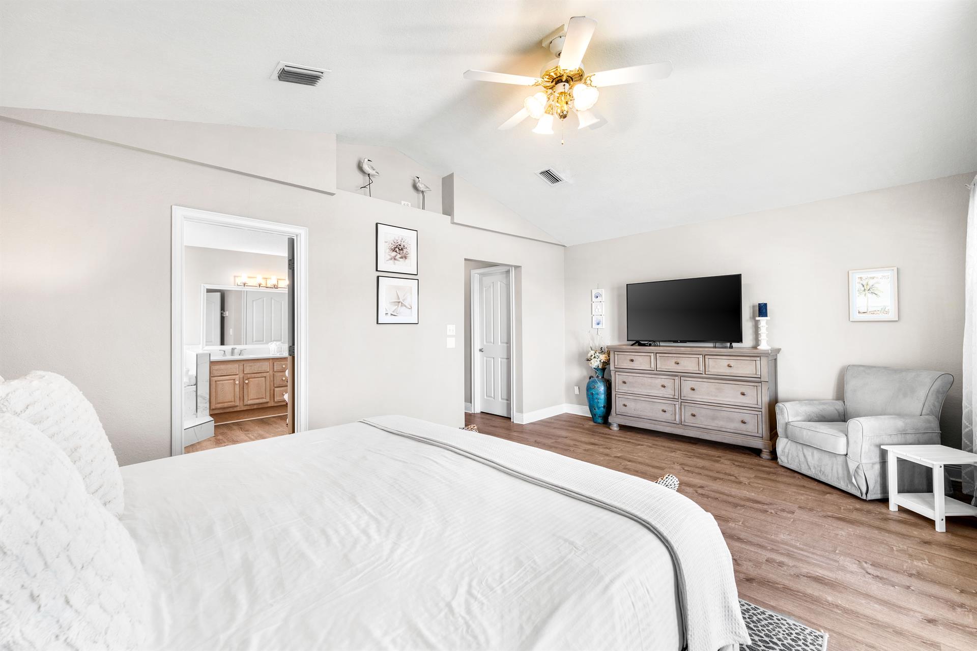 Primary King Bedroom with Private Balcony and Ensuite Bathroom