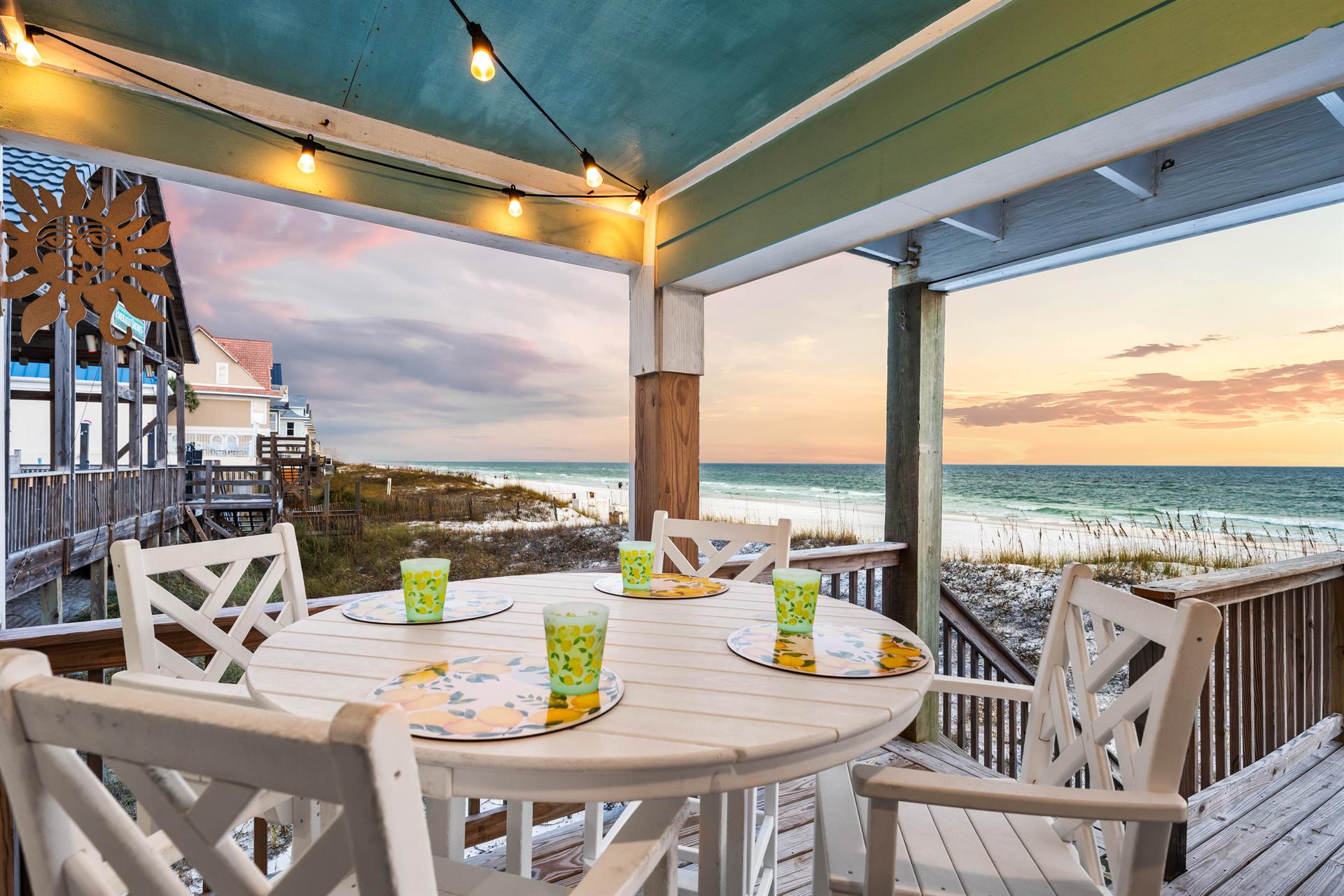 Dinner plans Just you, the sunset, and a table with the best view on the Gulf.