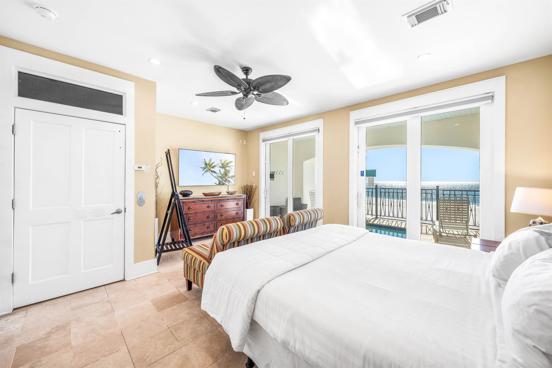 1st Floor King Bedroom, Balcony and Pool Access, Elevator and Full Bathroom