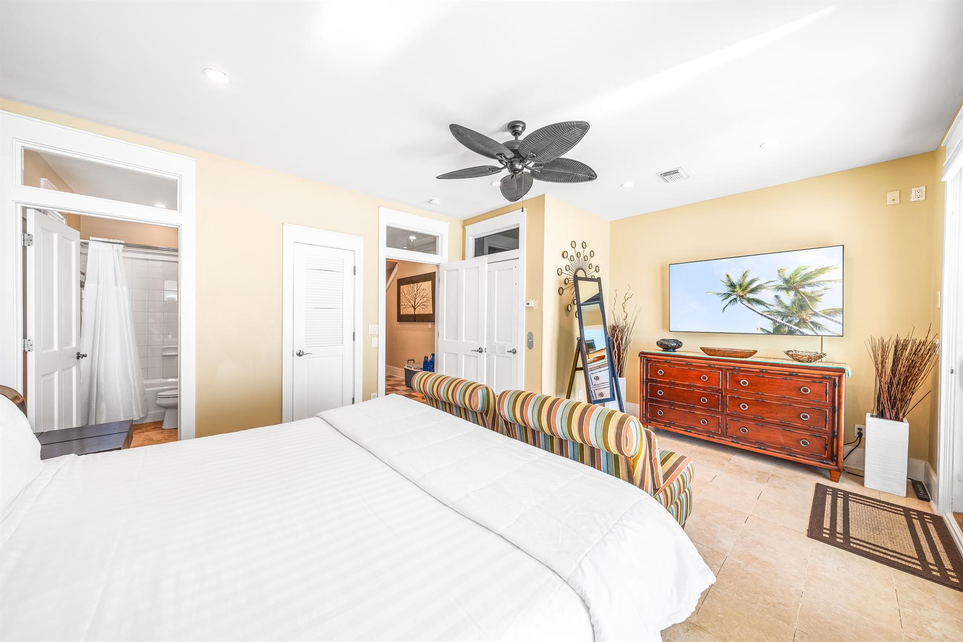 1st Floor King Bedroom, Balcony and Pool Access, Elevator and Full Bathroom