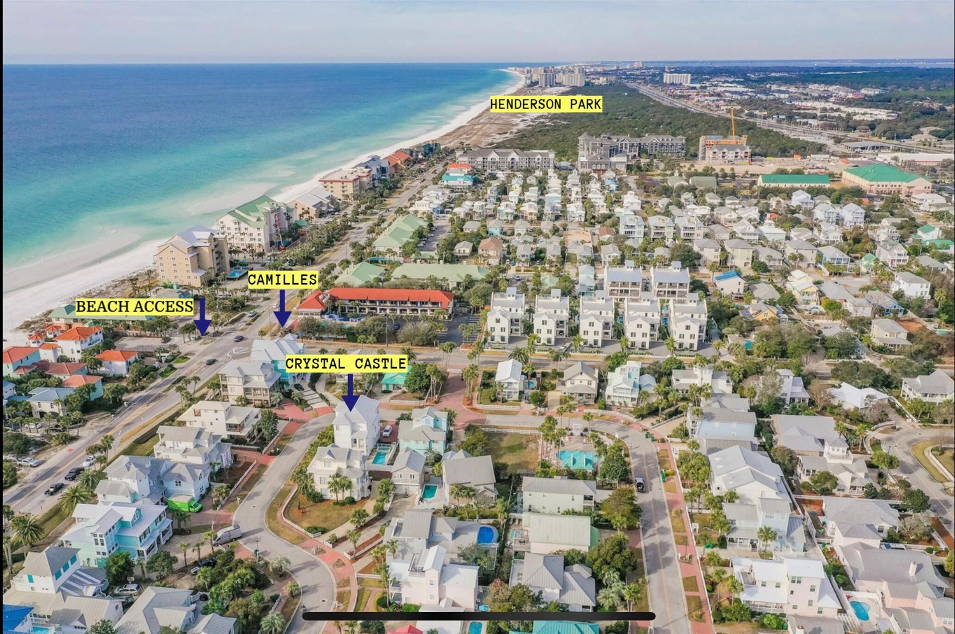 A Very Short Walk to the Beach Access and Camilles Restaurant which has Excellent Breakfast, Lunch and Dinner. Great fresh Sushi and Seafood for Dinner