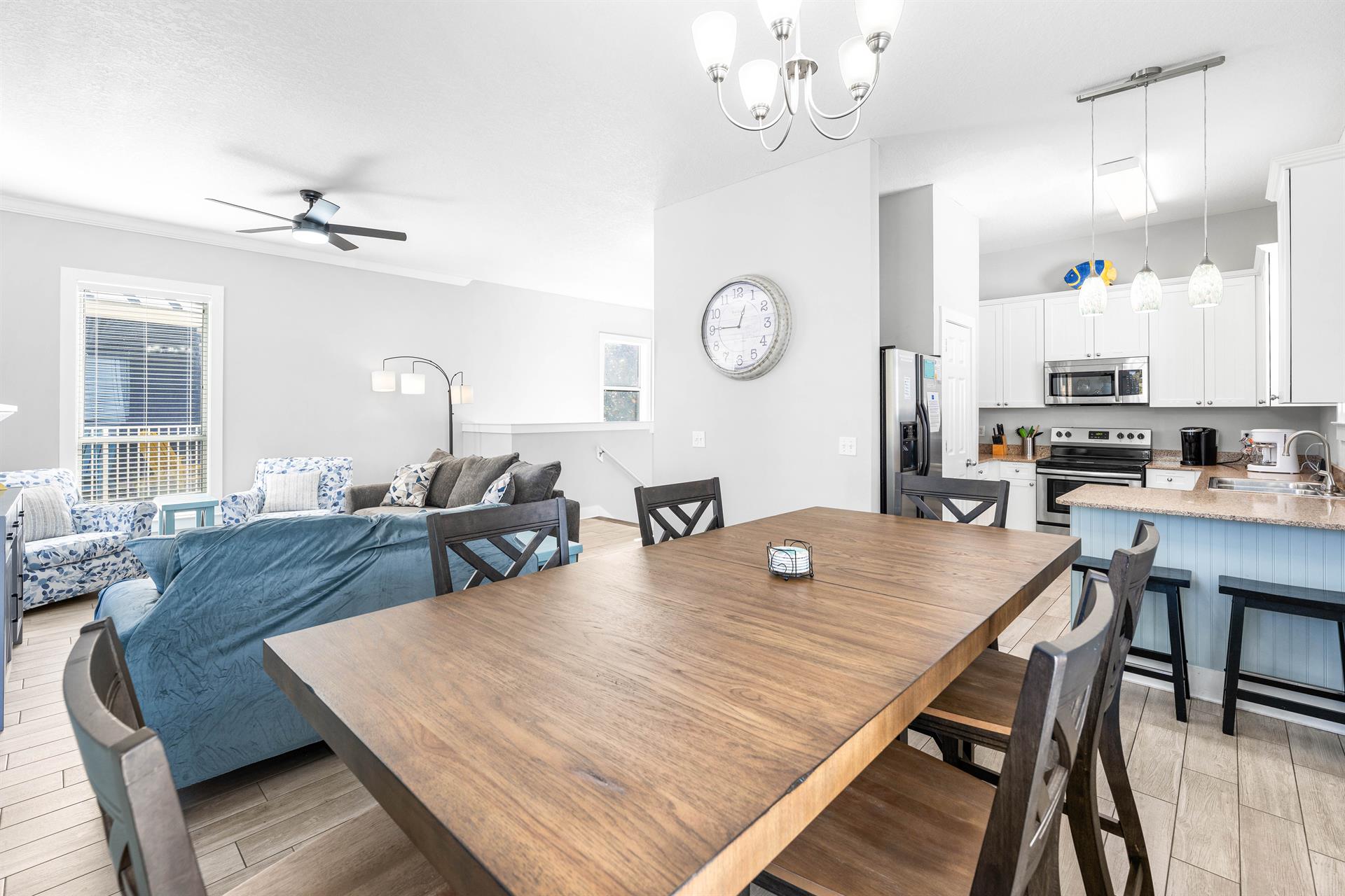 Open floor plan allows family to gather together for meal or game time