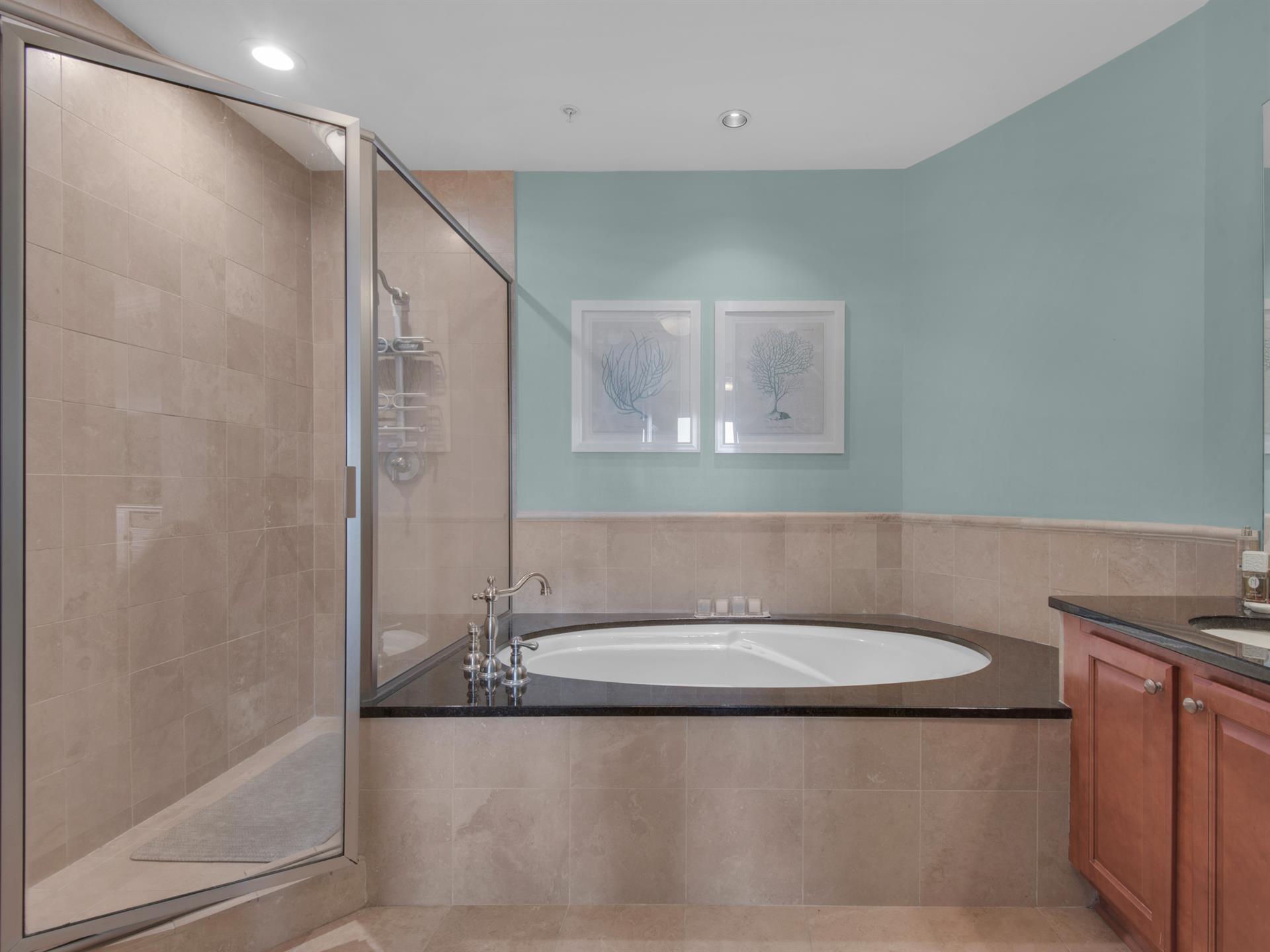 Primary Bathroom with Walkin Shower and Soaking Tub