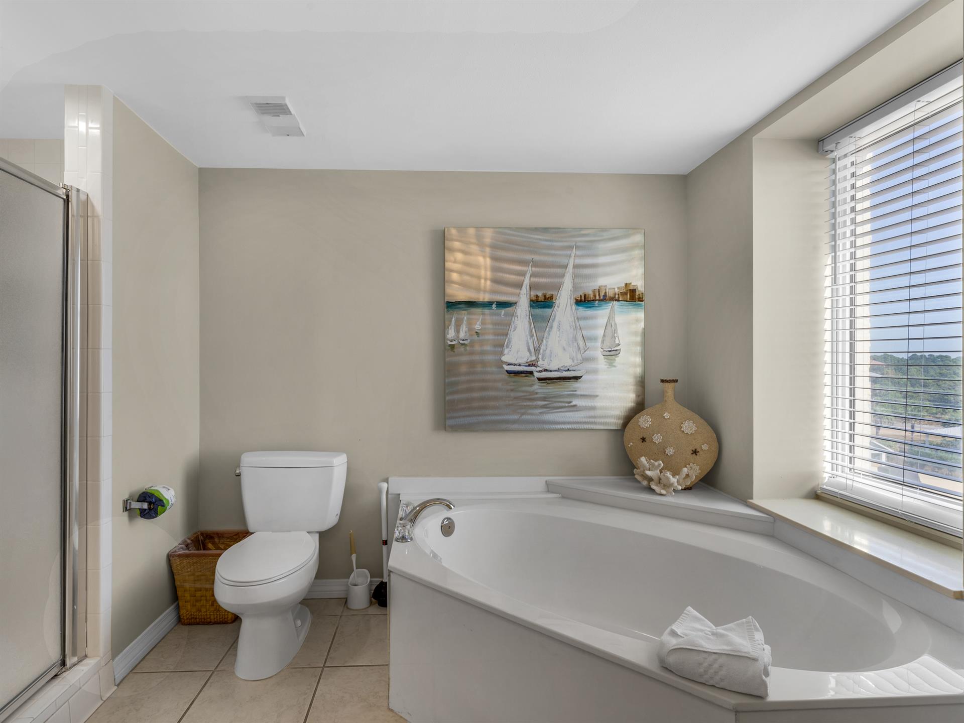 Primary Bathroom with Walkin Shower and Soaking Tub