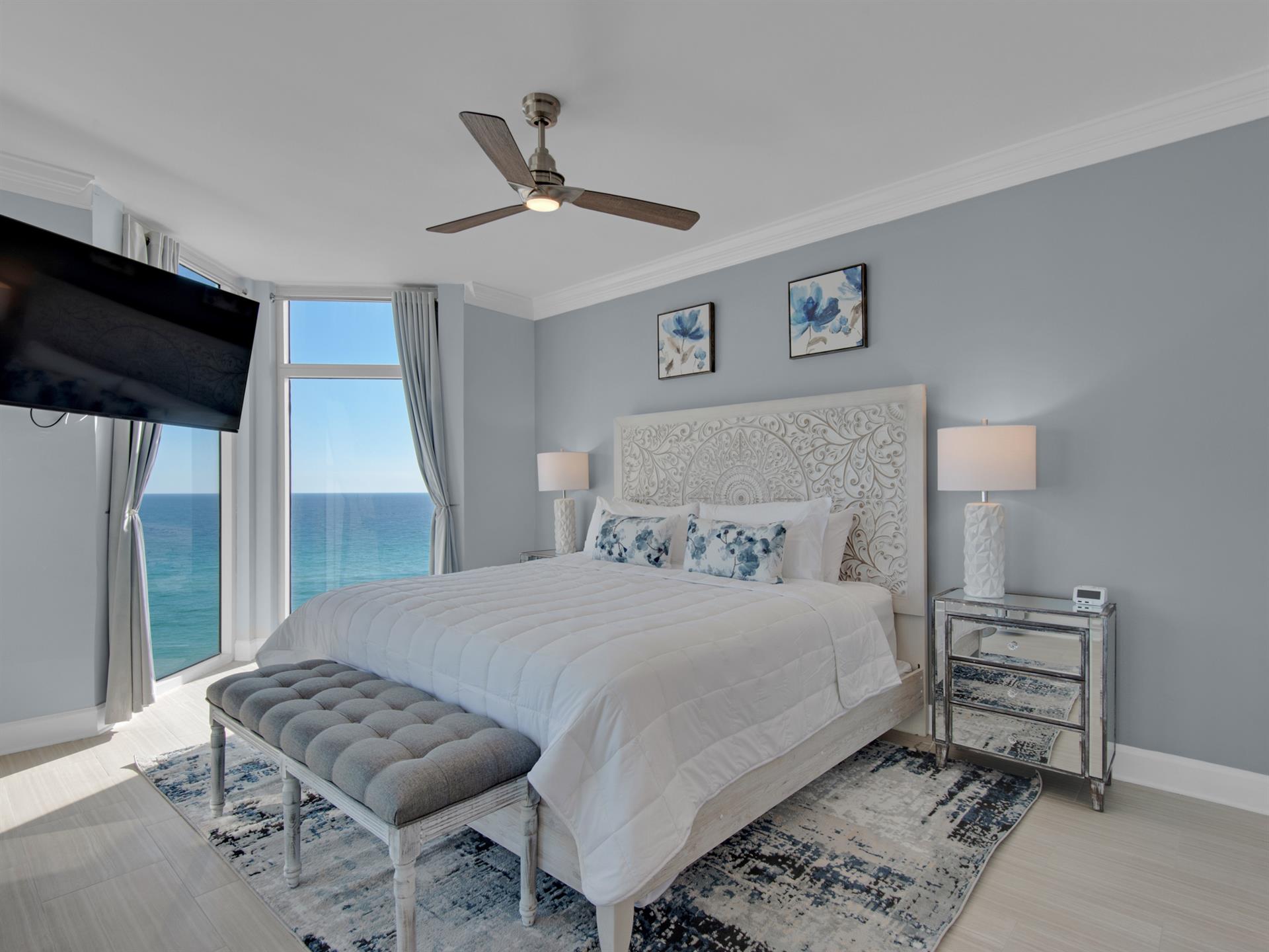 Primary Bedroom with King Bed and Balcony Access