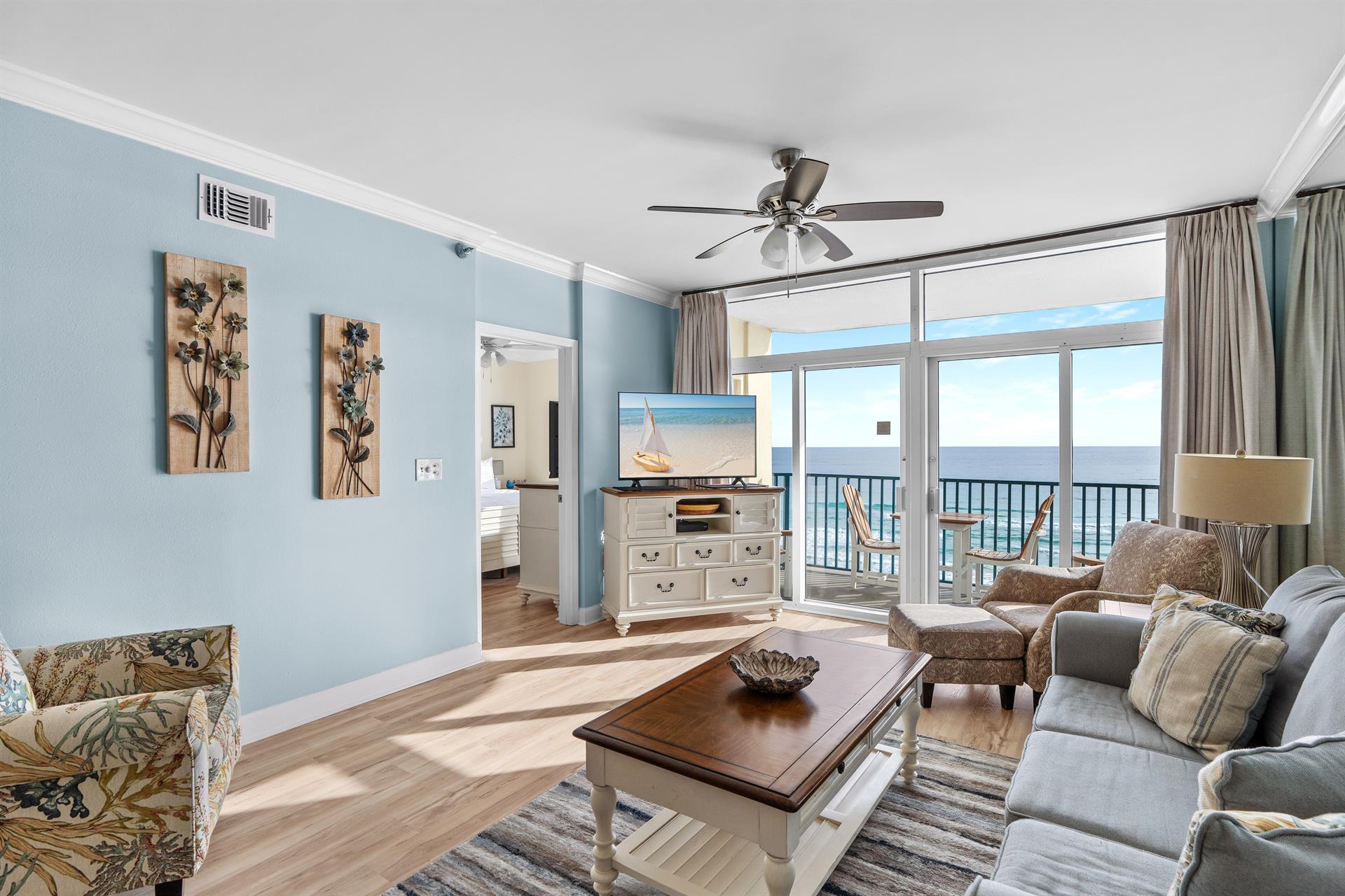 Living Room and Entry to Primary Bedroom
