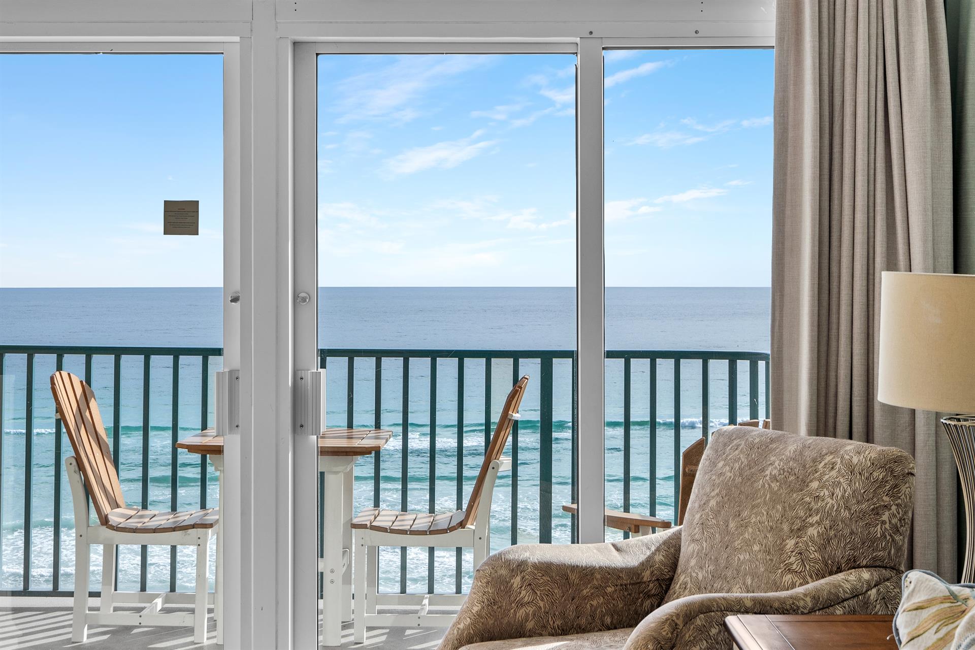 Private Gulf Front Balcony off Living and Primary