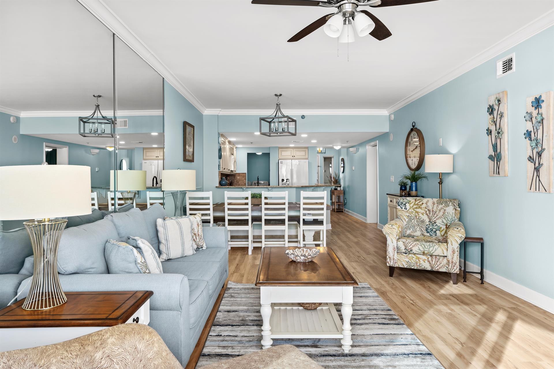 Open Living Dining and Kitchen