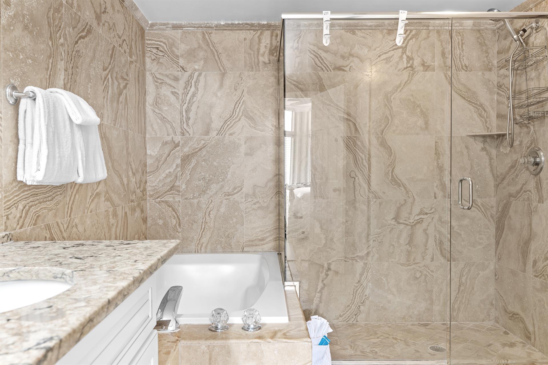 Primary Bathroom with Soaking Tub and WalkIn Shower