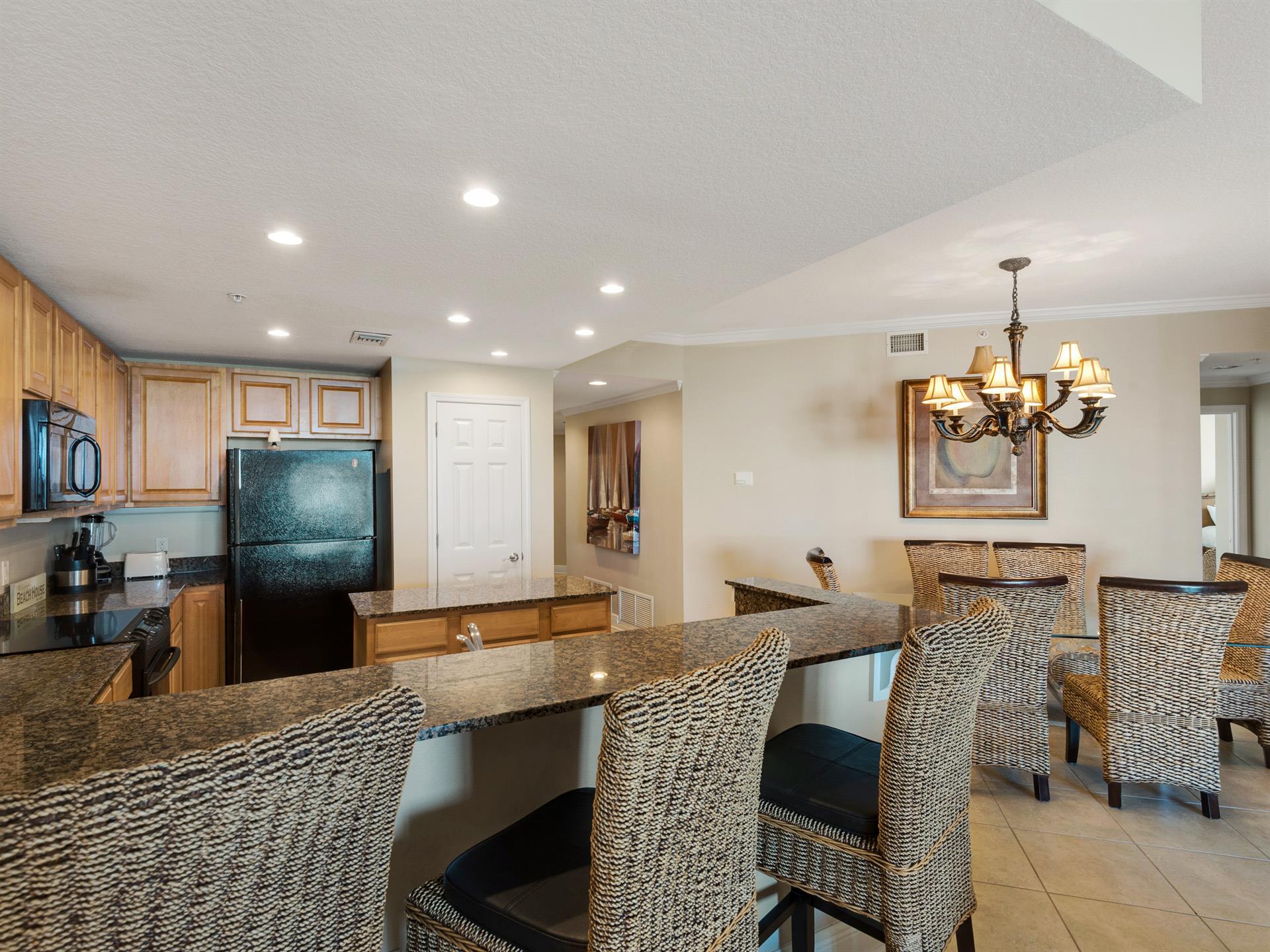 Kitchen with additional breakfast bar seating