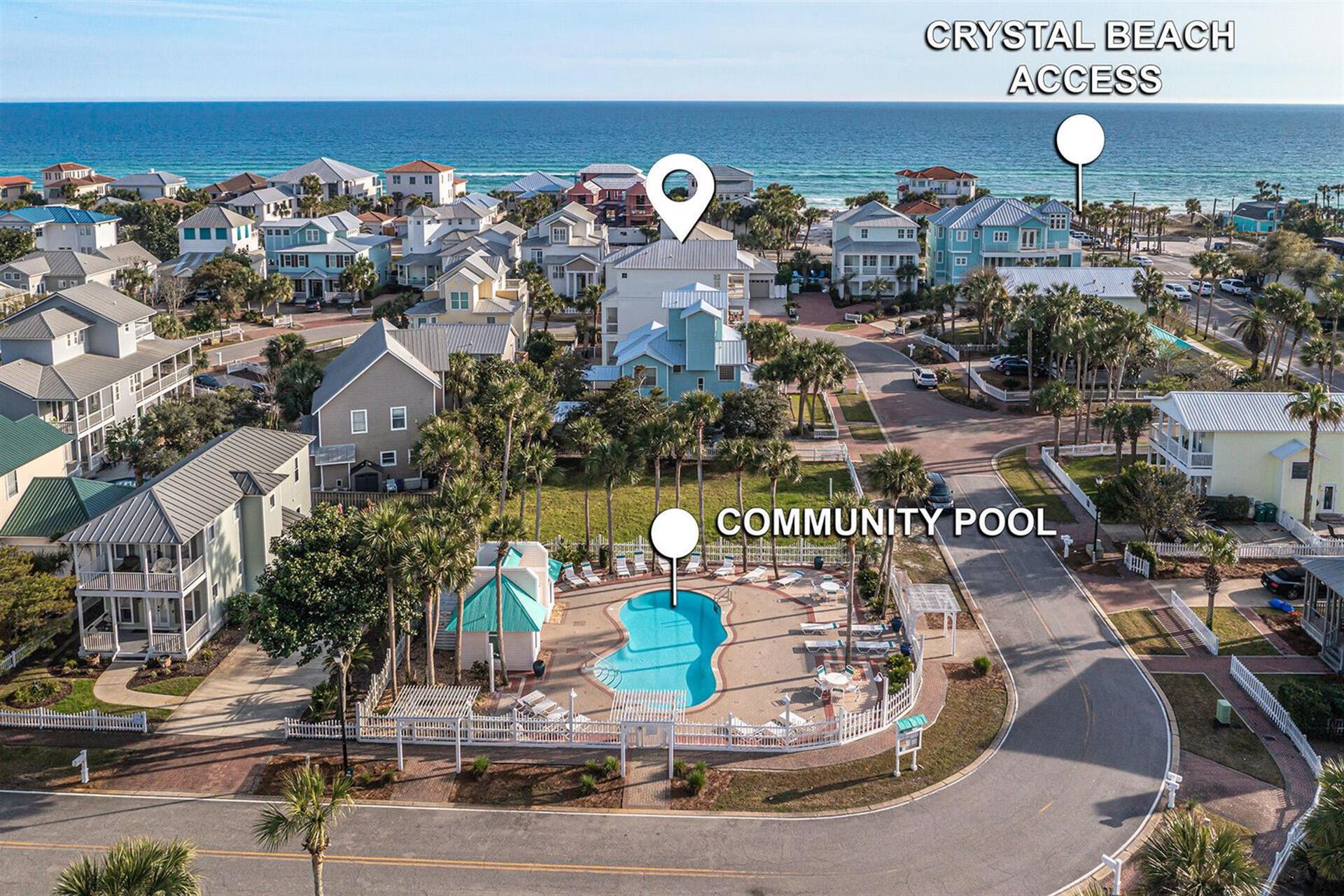 A Very Short Walk to the Beach Access and community pool . Crystal Castle does have a private pool as well.