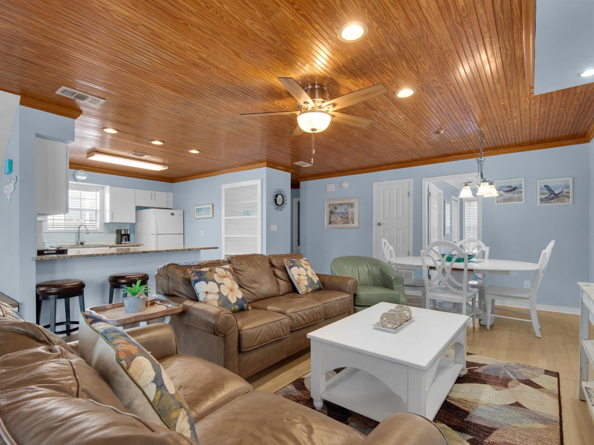 Living Room view of Dining and Kitchen