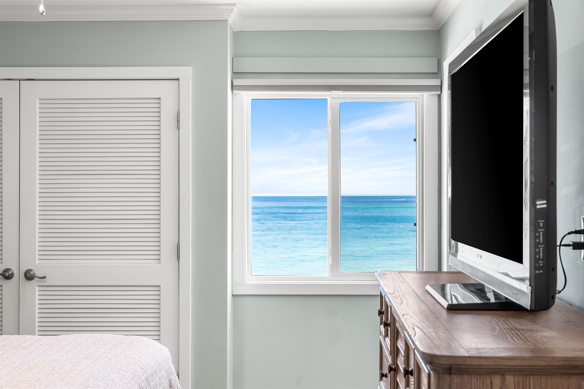 Master Bedroom TV And Gulf View Window