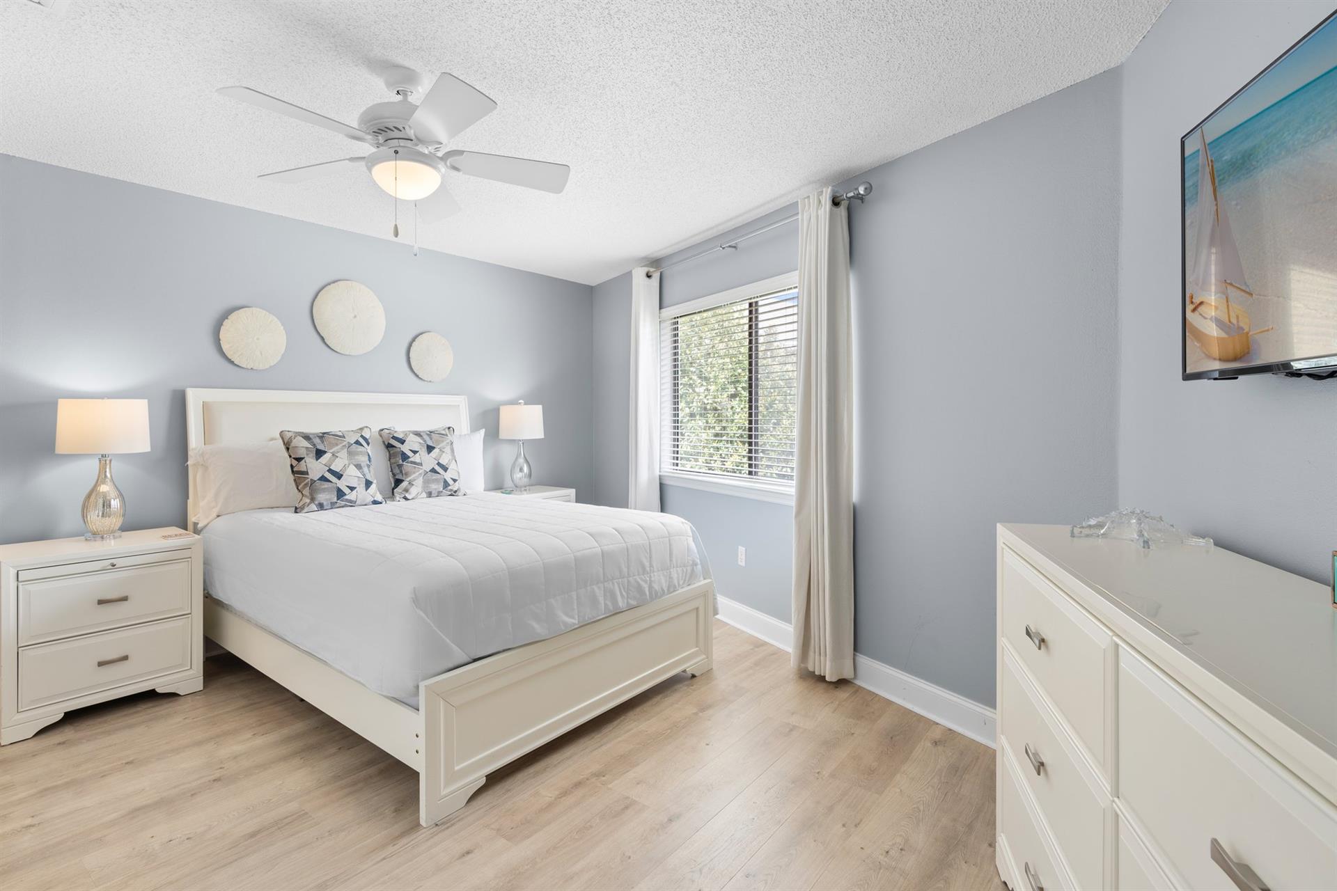 Primary bedroom with king bed