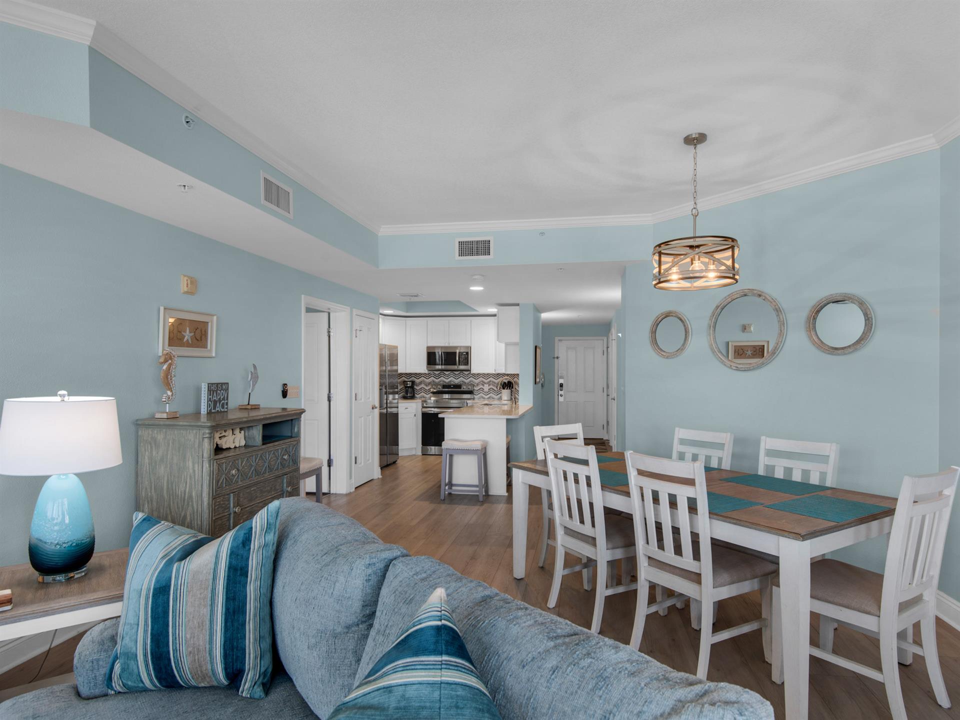 View from Living Room into Dining and Kitchen