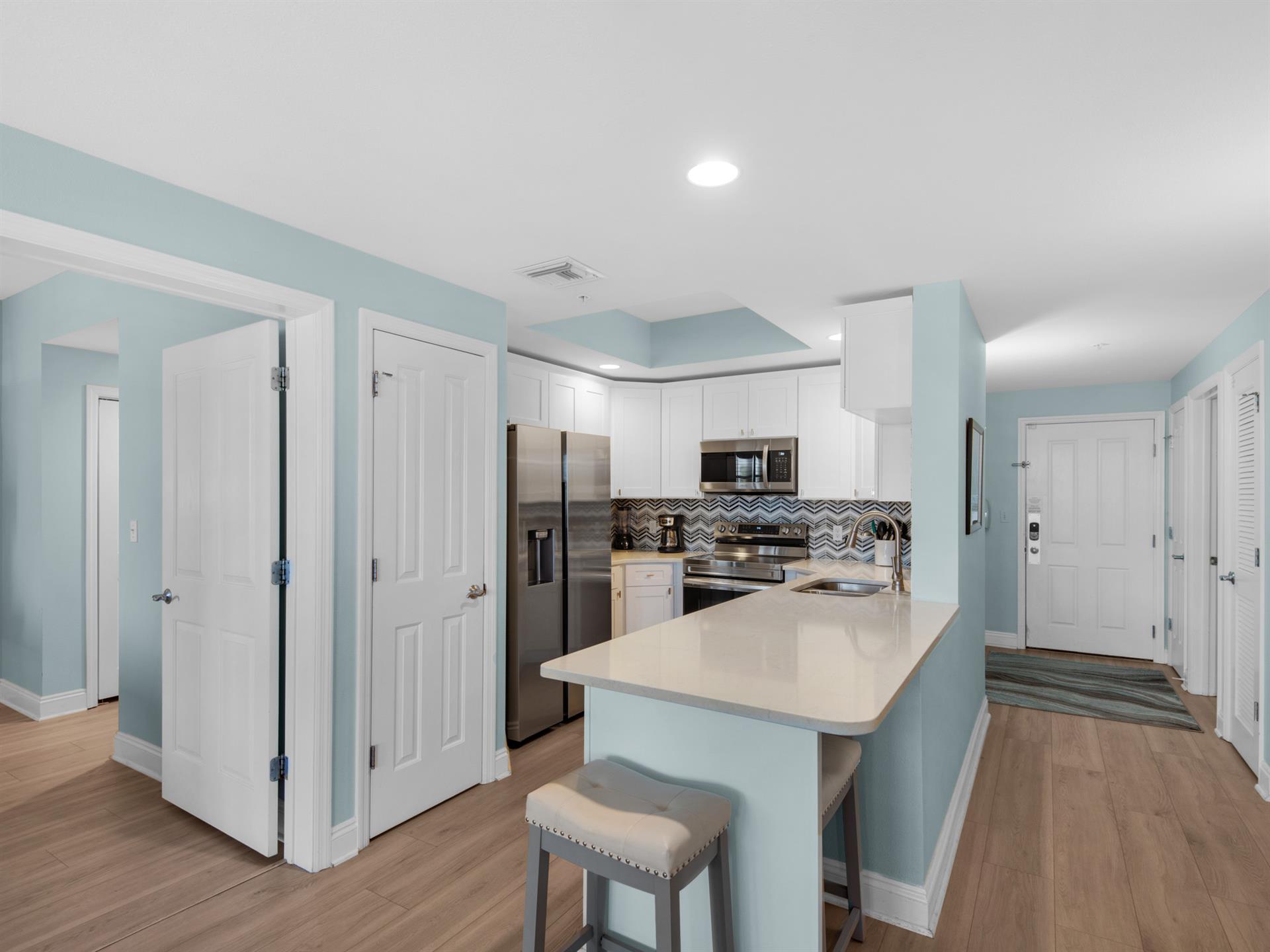 Updated Open Kitchen with Stainless Steel Appliances