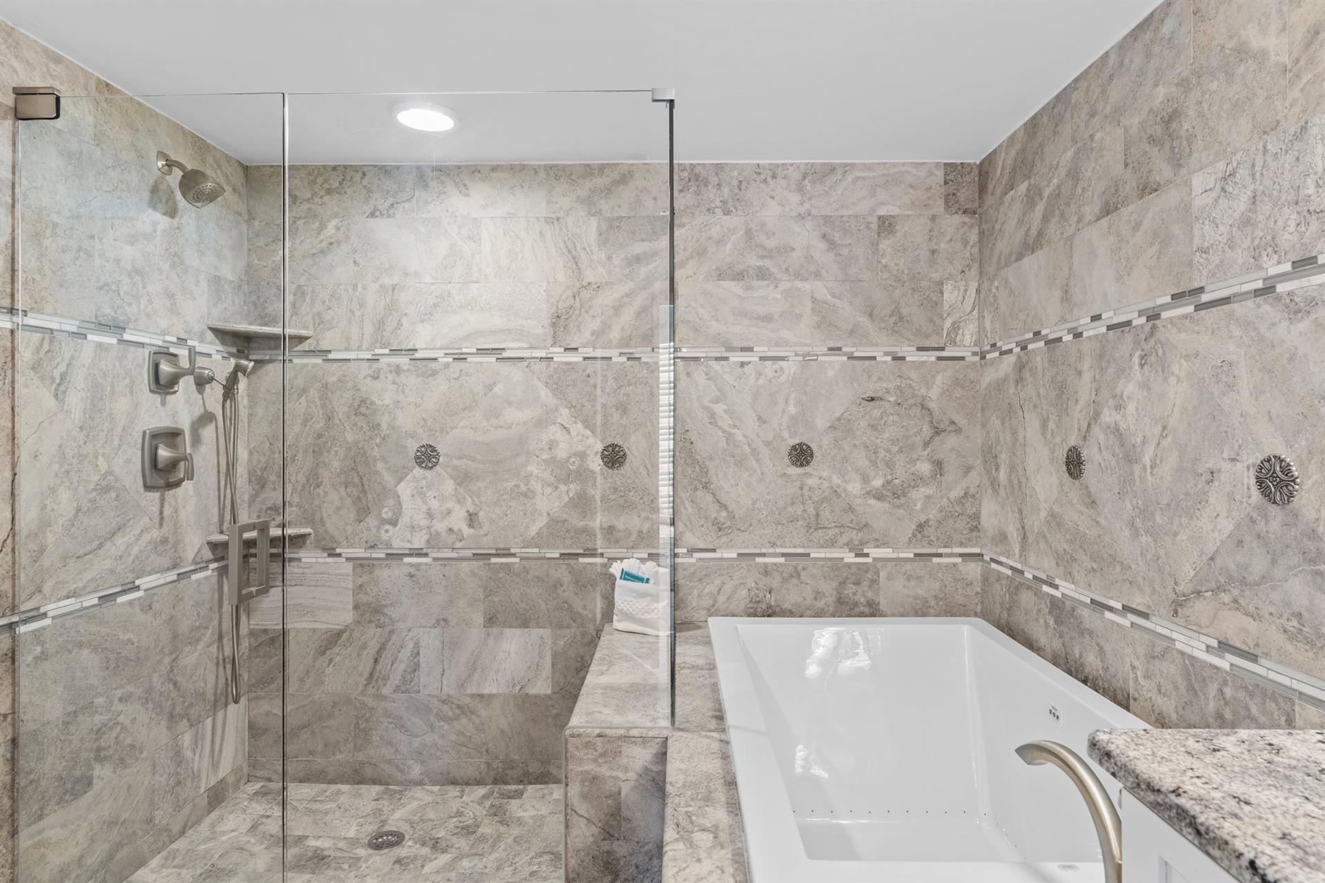 Primary Bathroom with Soaker Tub and Walk in Shower