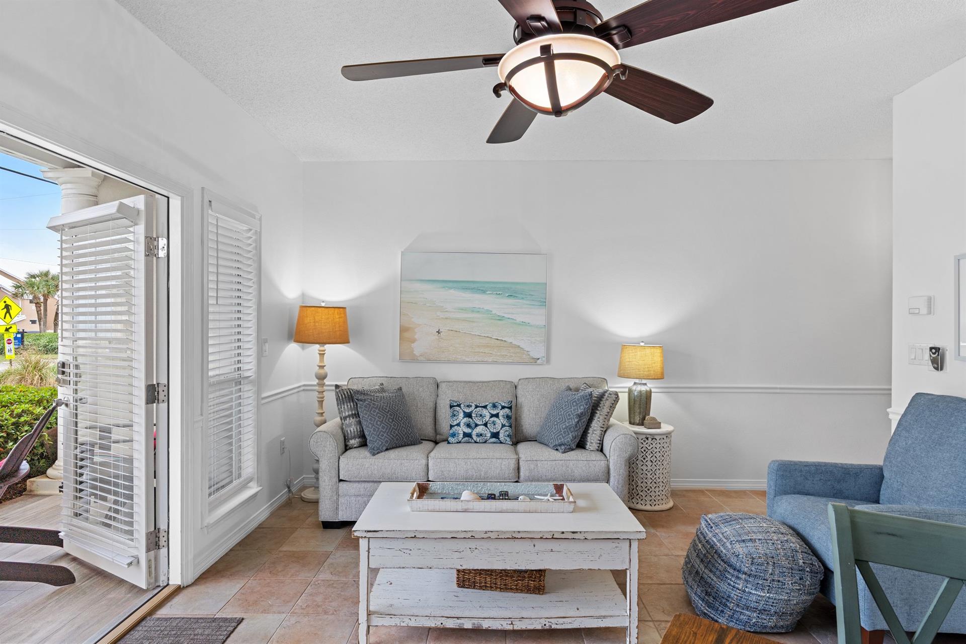 Living room with coastal colors