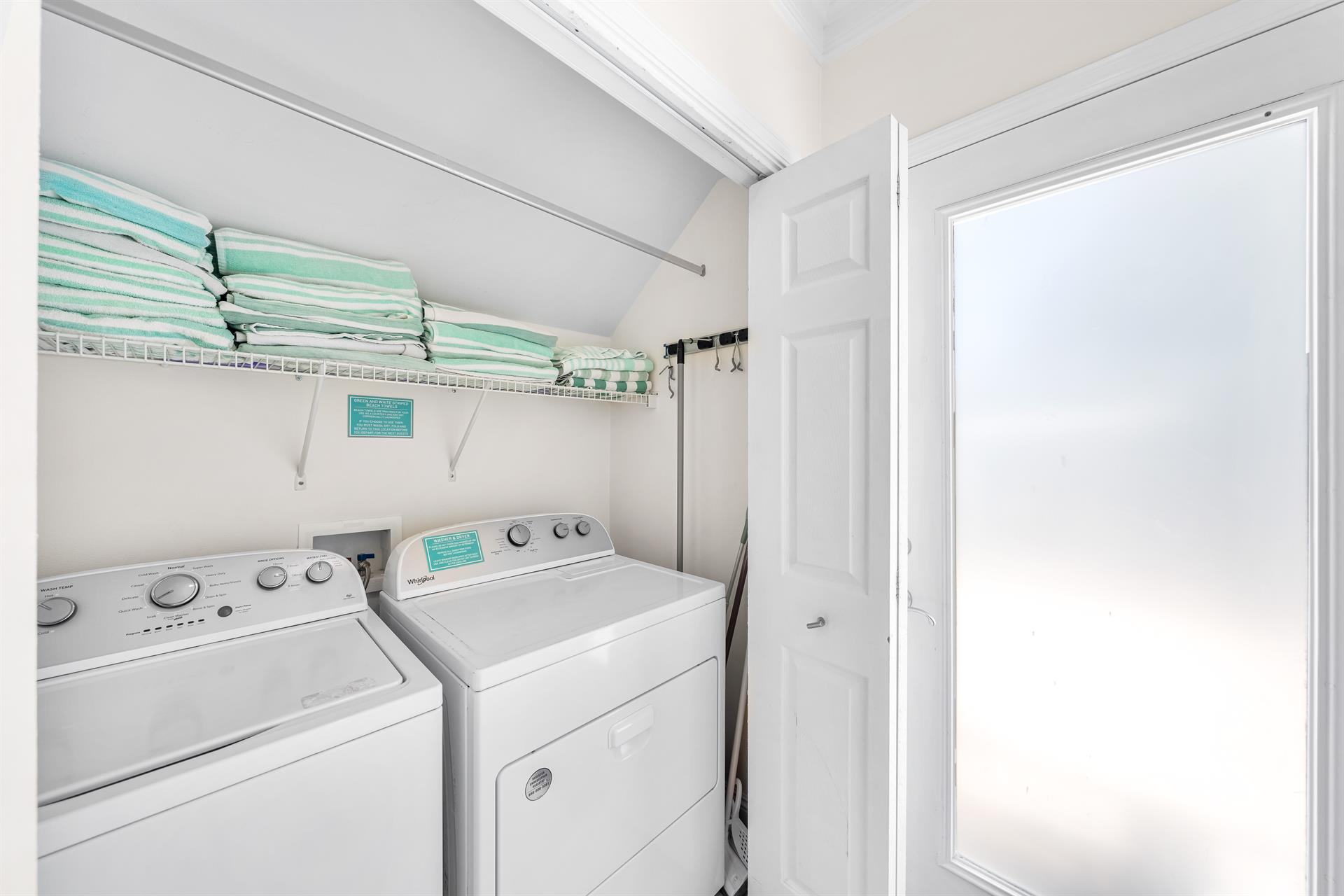Full Size Washer and Dryer with Plenty of Laundry Soap and Dryer Sheets