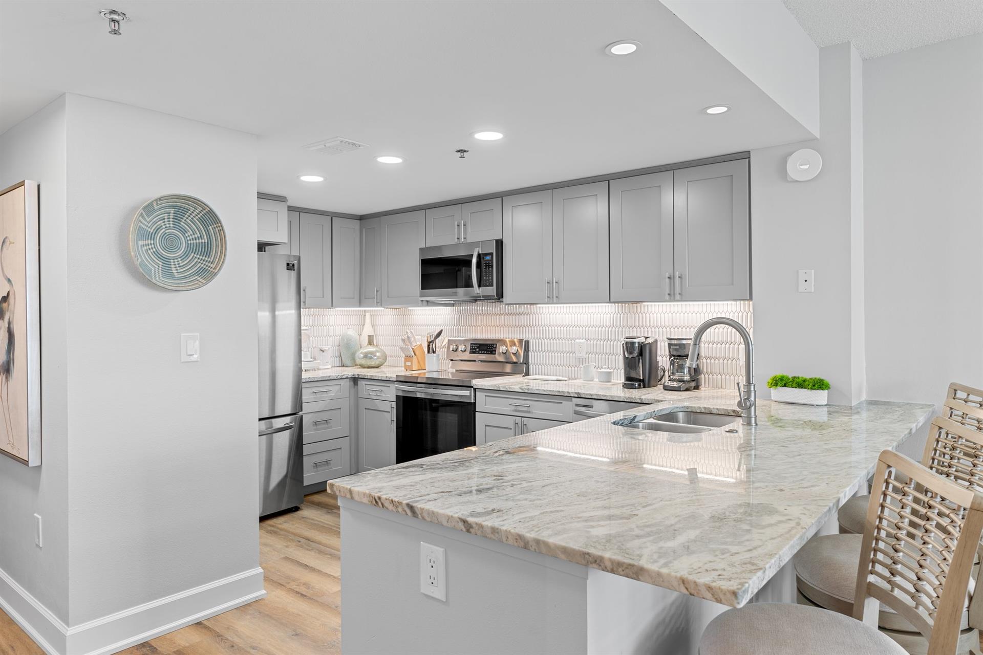 Fully Equipped Kitchen with Bar Seating