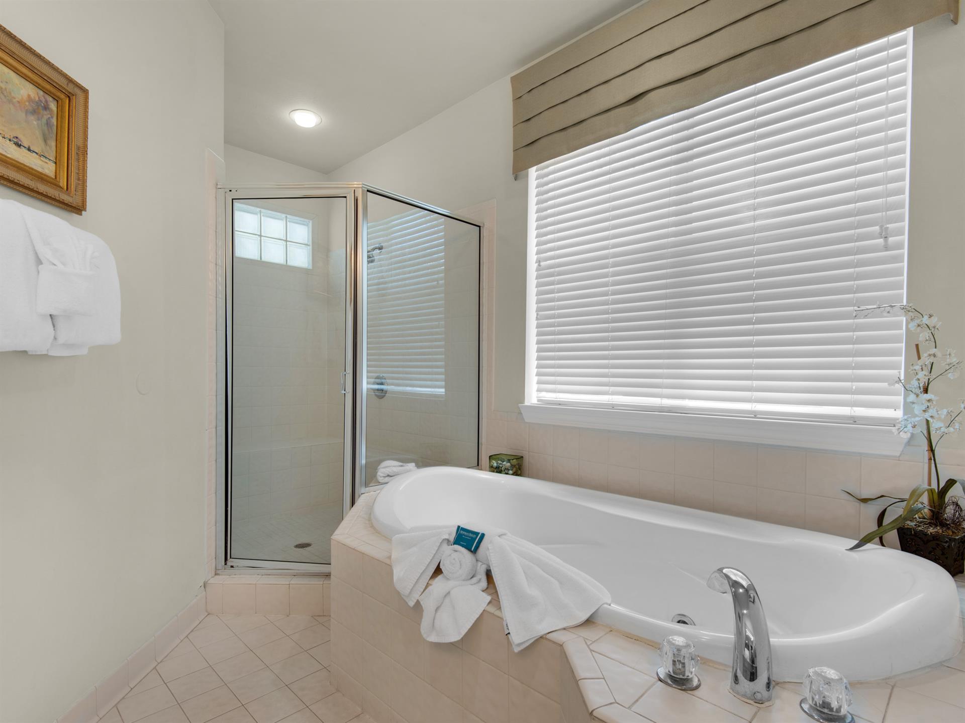 Separate Shower and Soaking Tub in Primary Bath