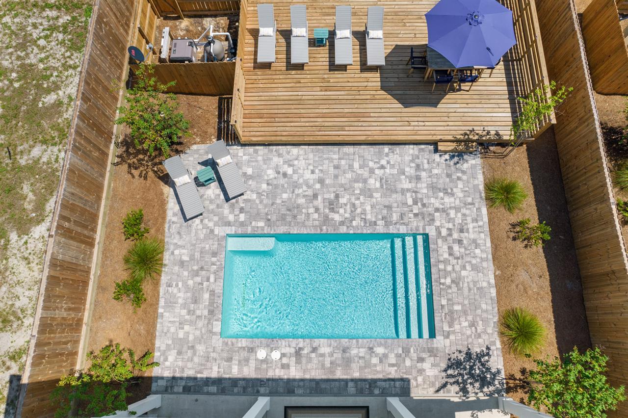 Balcony View of Private Pool and Pool Deck