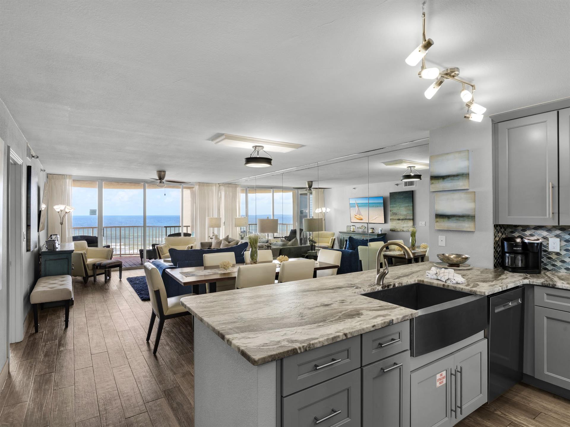 Open Floor Plan Allows Gulf Views from Kitchen