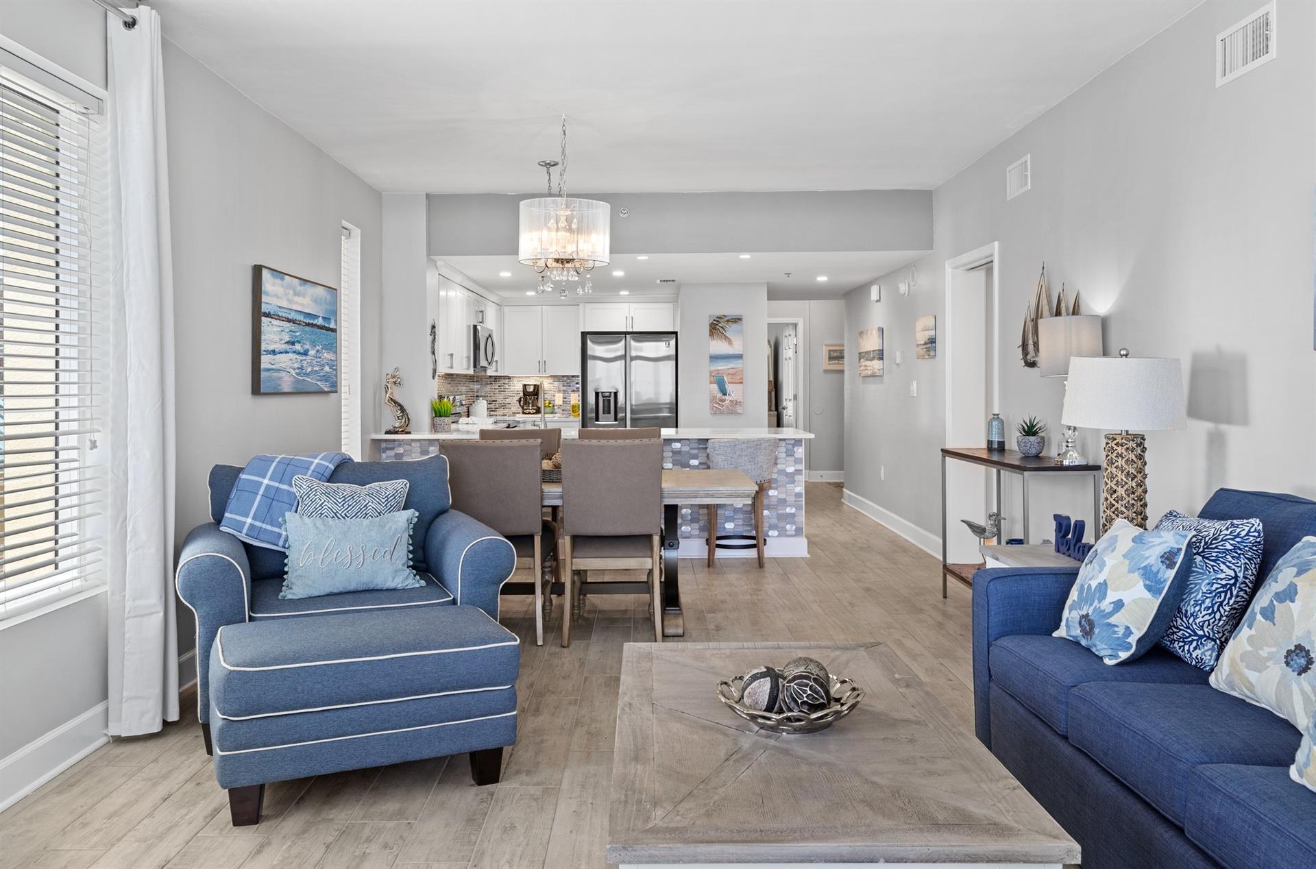 Living Area into the Kitchen