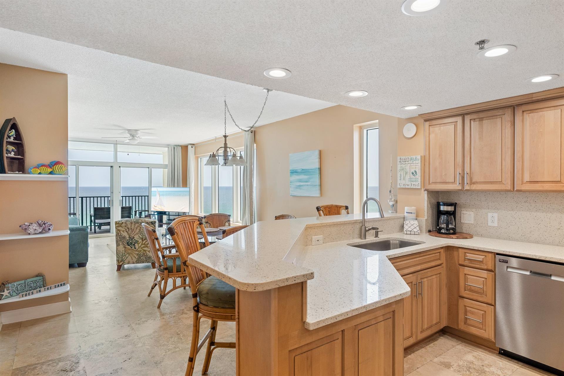 Kitchen Opens to Dining and Living Area