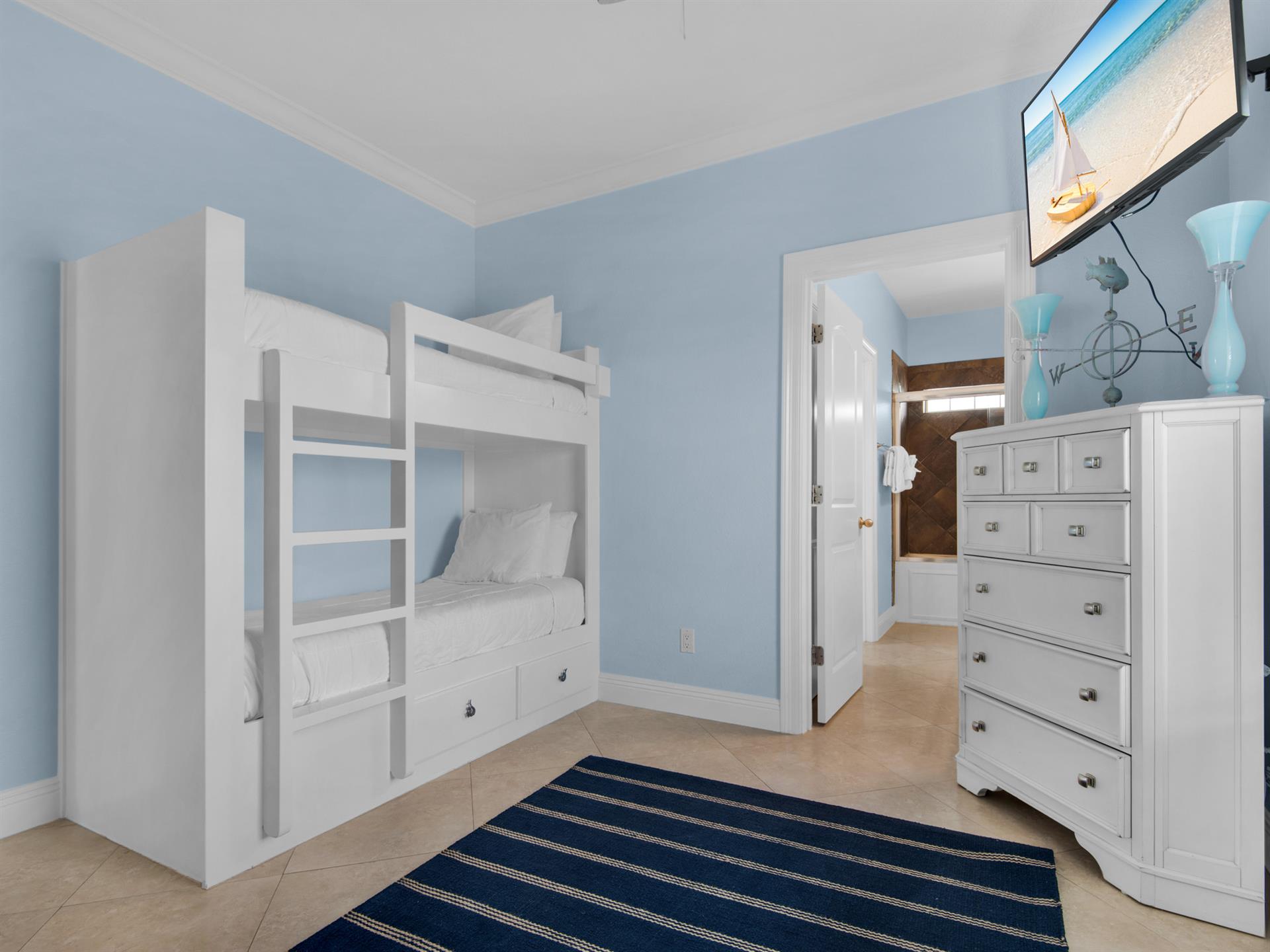 Bedroom 5  3rd Floor with 2 BuiltIn Bunk Beds and TV