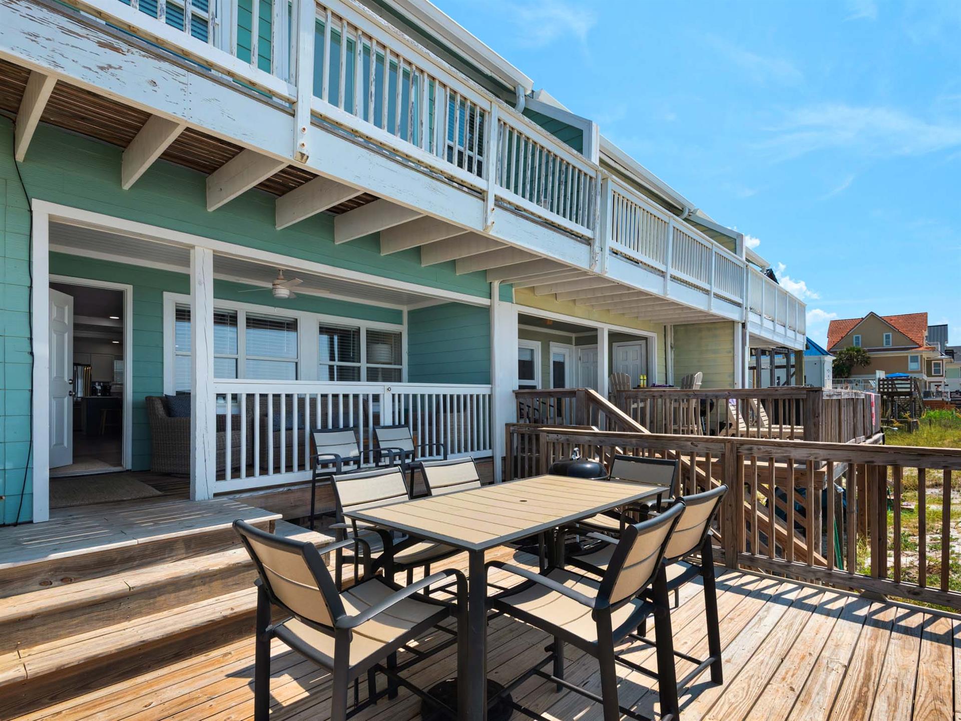 Enjoy meals outside with a beach view