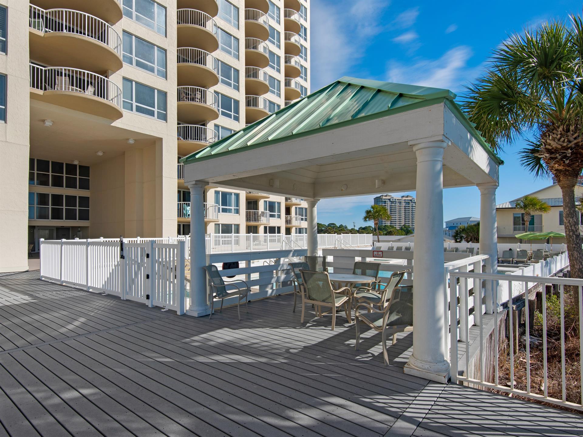 Covered Seating on Main Deck at Gulfside Pool