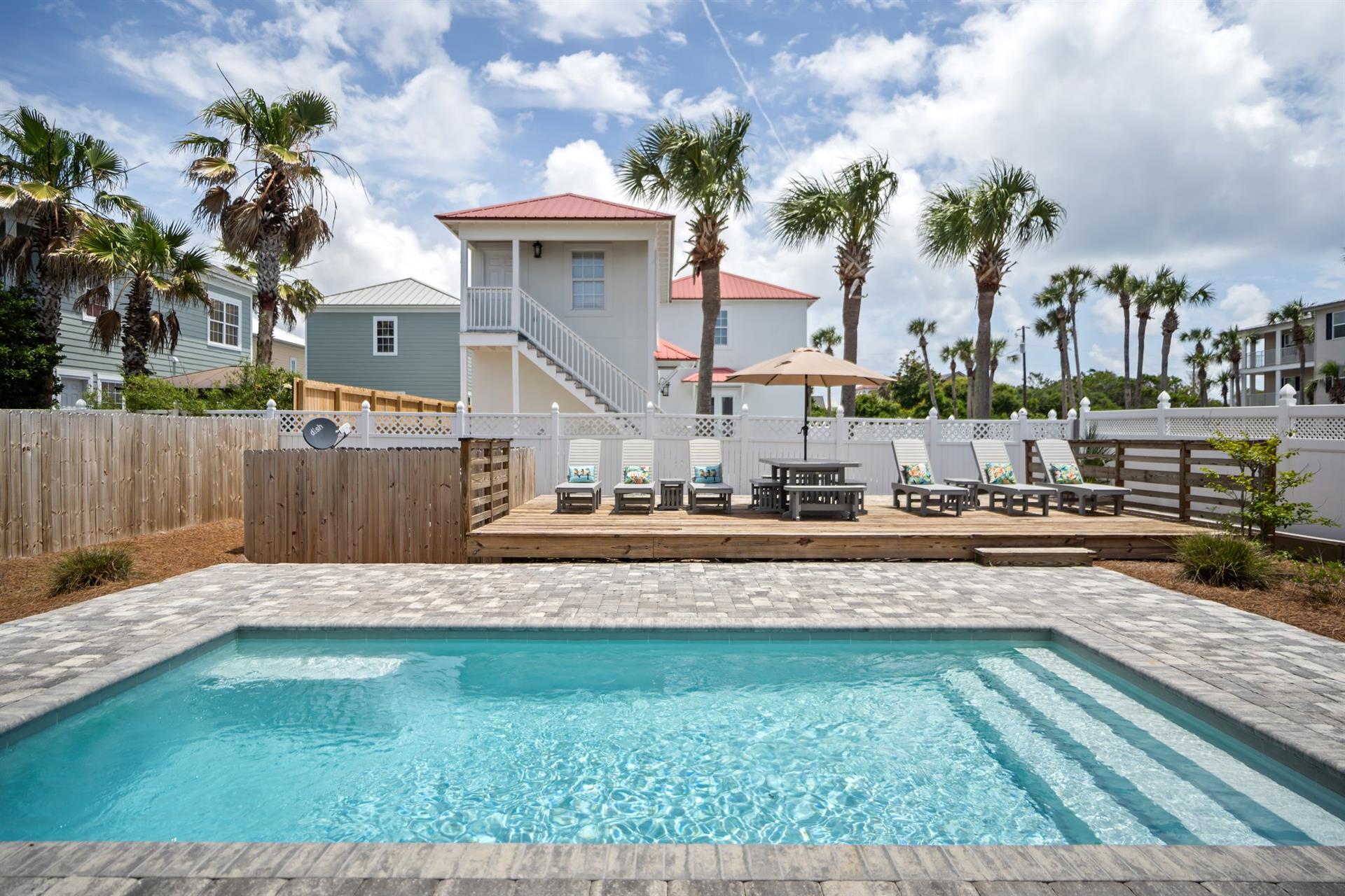 View of Private Pool and Deck from Back Door