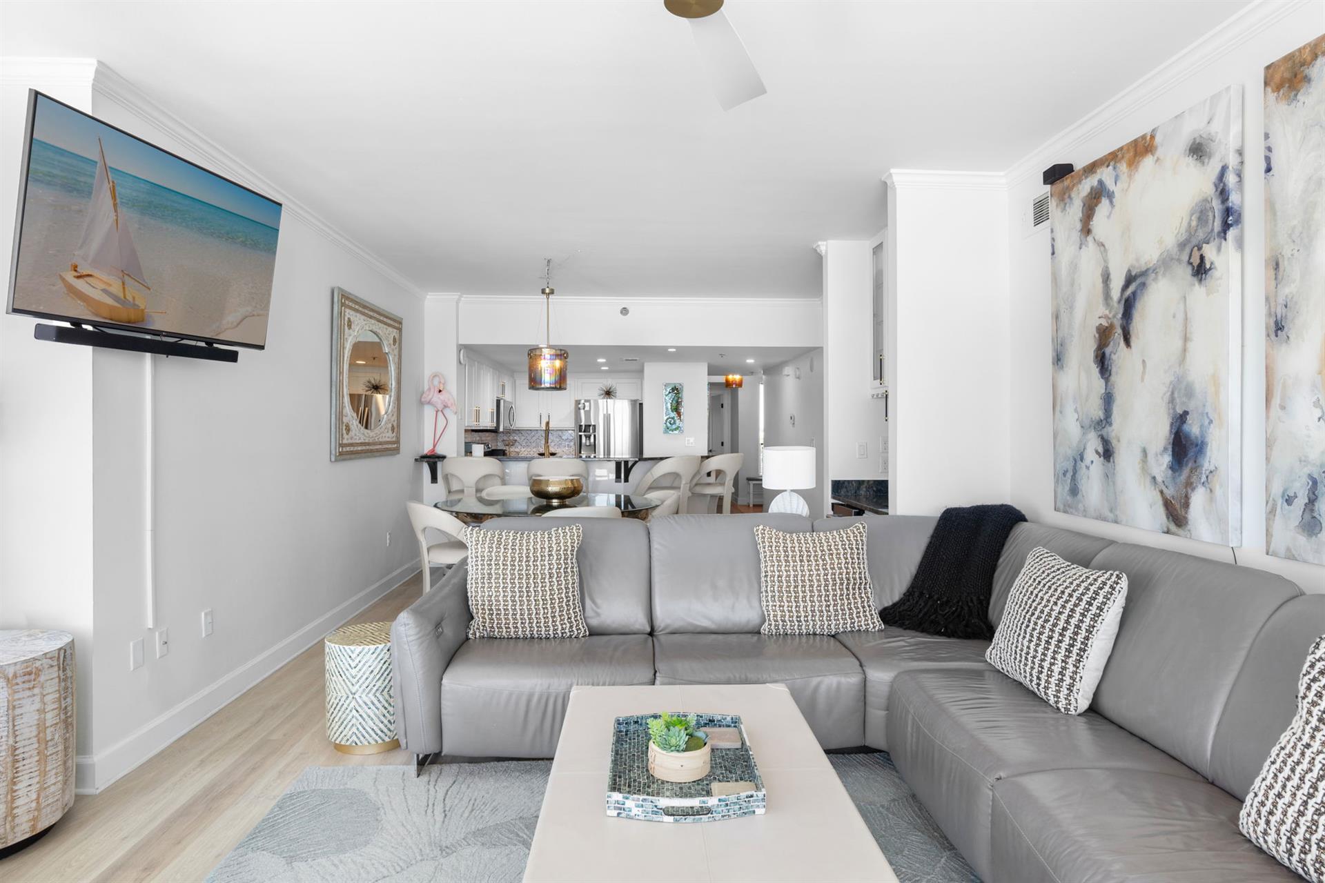 Living Room into Dining and Kitchen