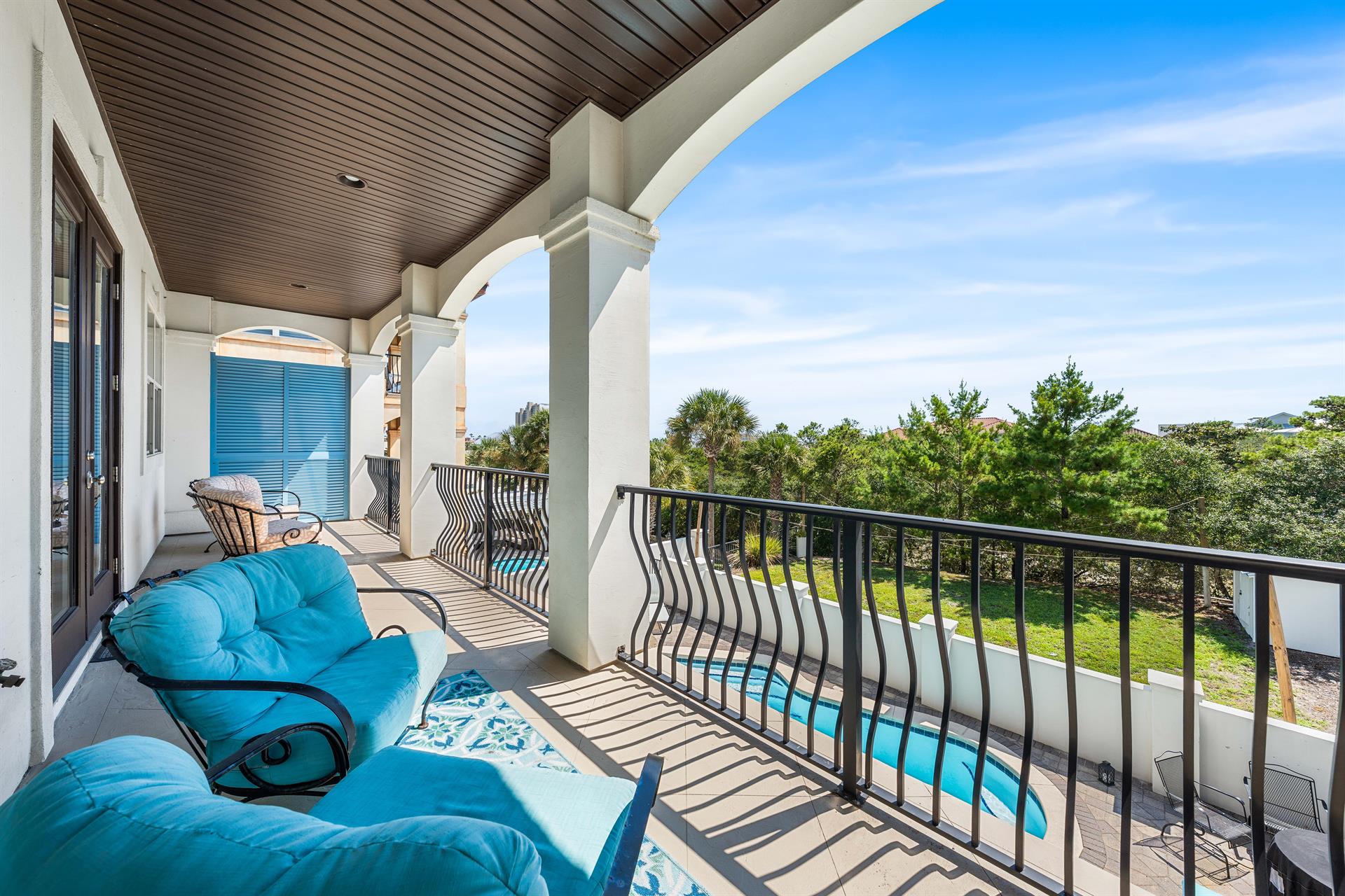 2nd Floor Balcony with Plenty of Seating overlooking Pool