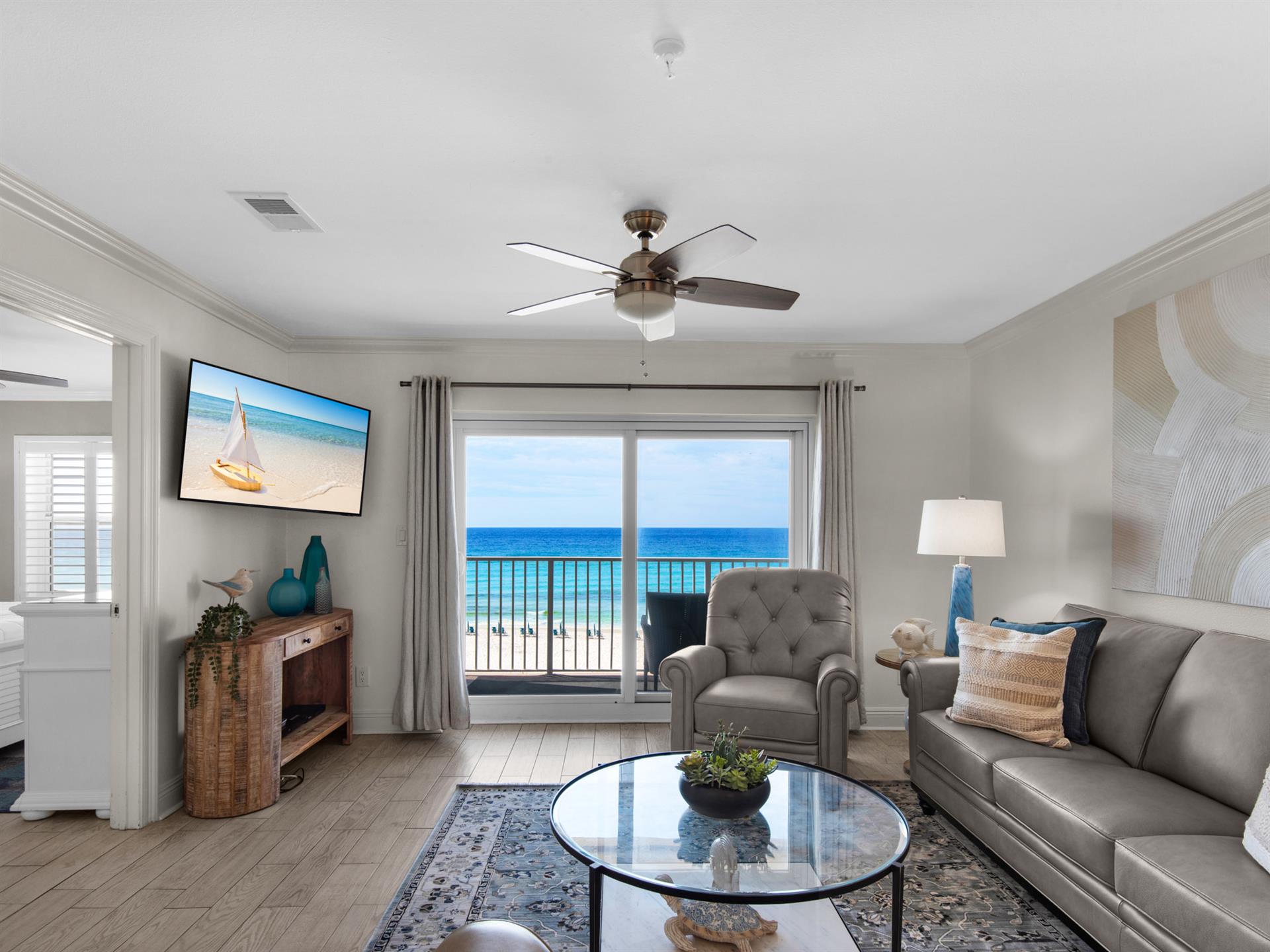 Spacious Living Room with Gulf Views