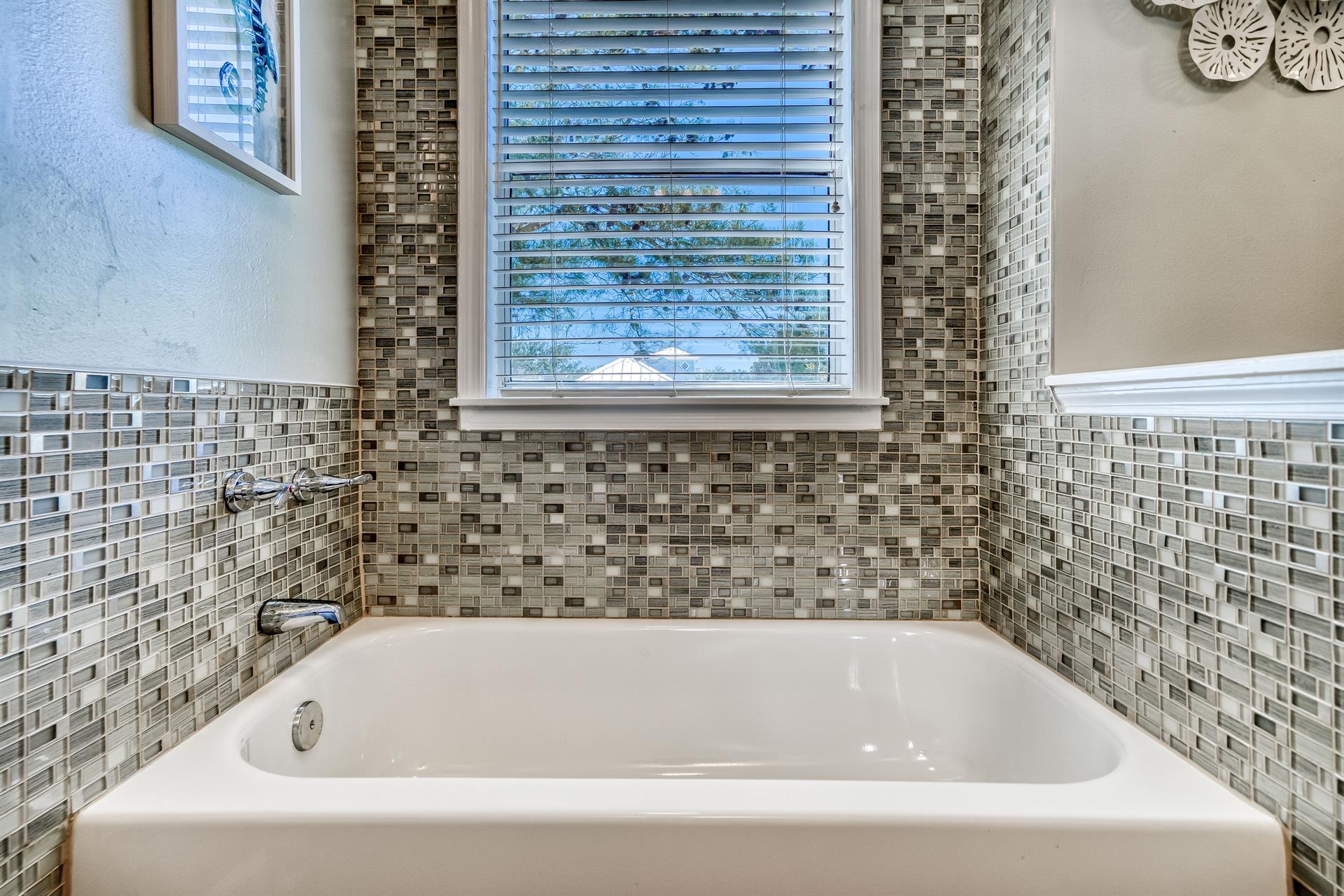 Private Bath with Walk In Shower and Bathtub