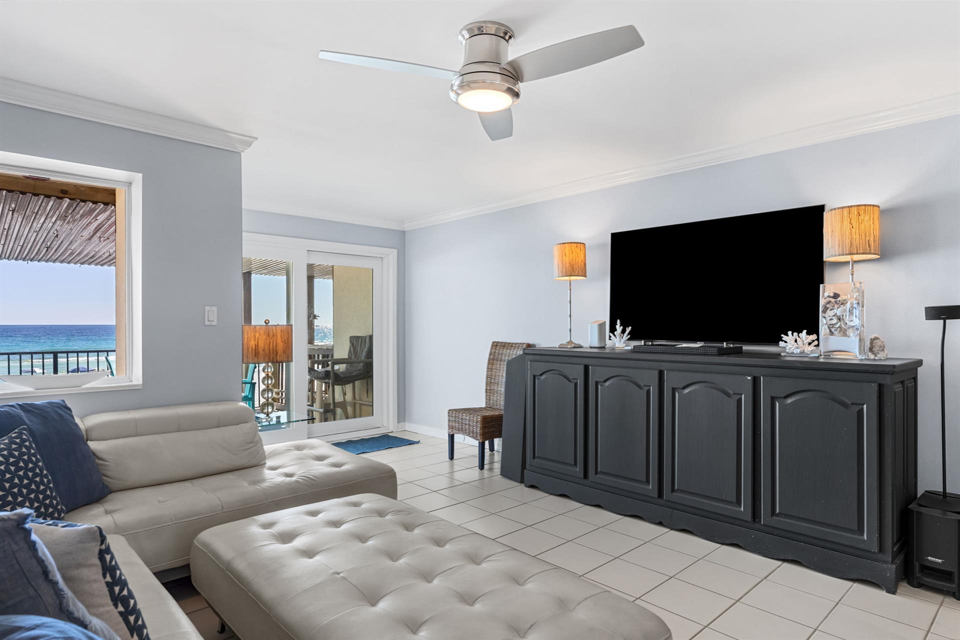 Living Area on 1st Floor with Flat Screen TV