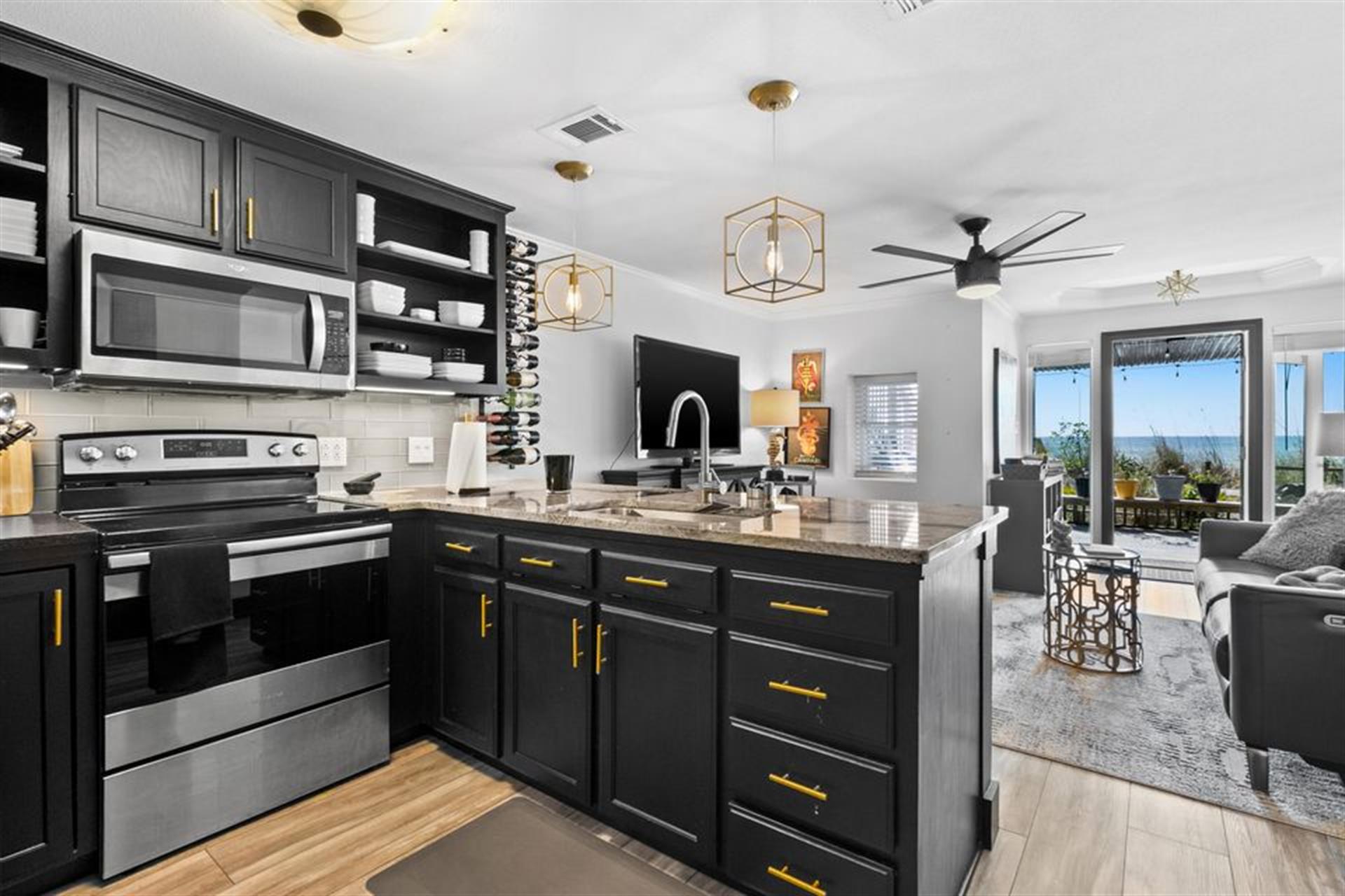 Kitchen on Beach Level with Gulf View