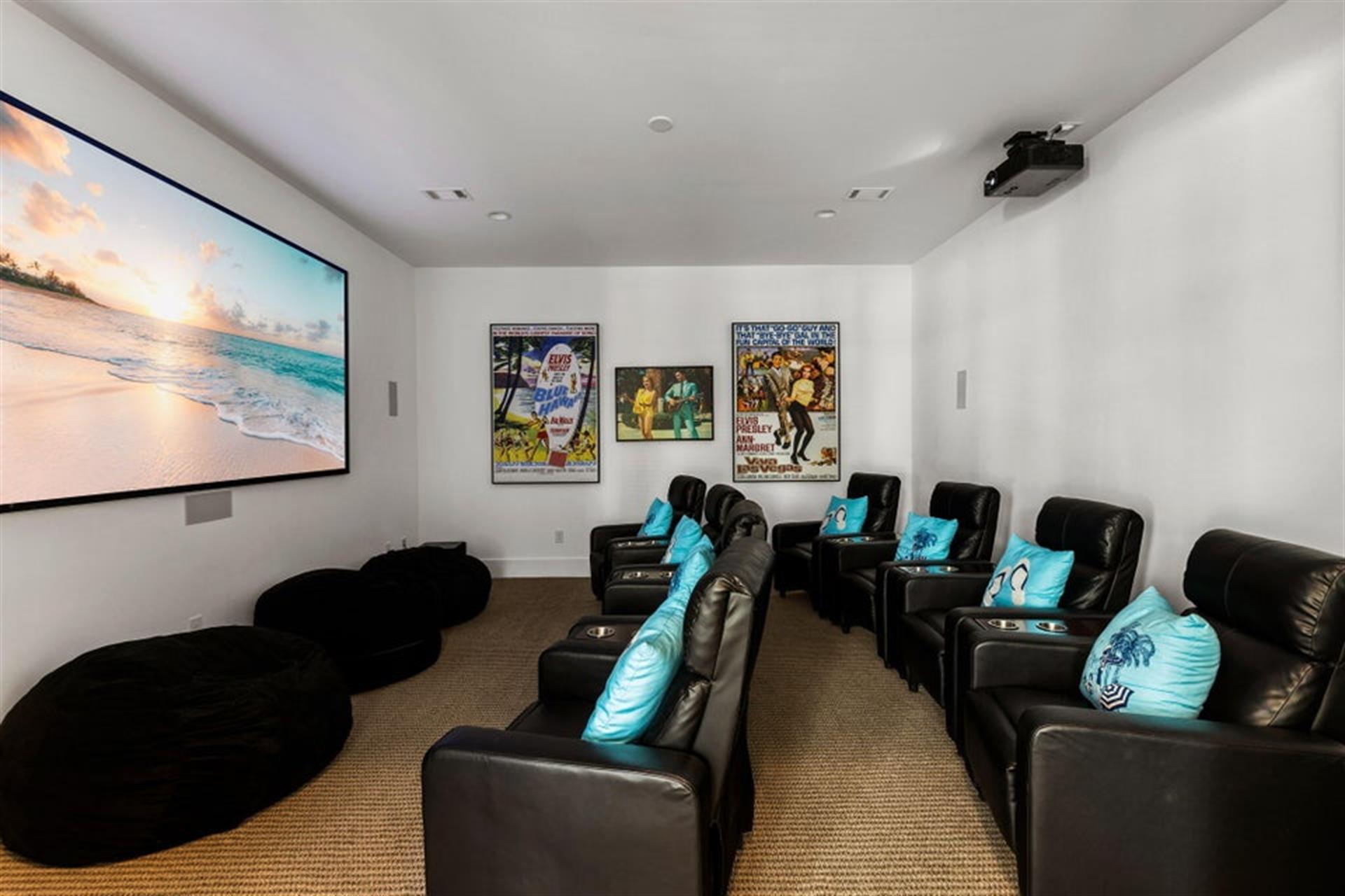 Private Theater Room on 1st Floor with Seating for 8