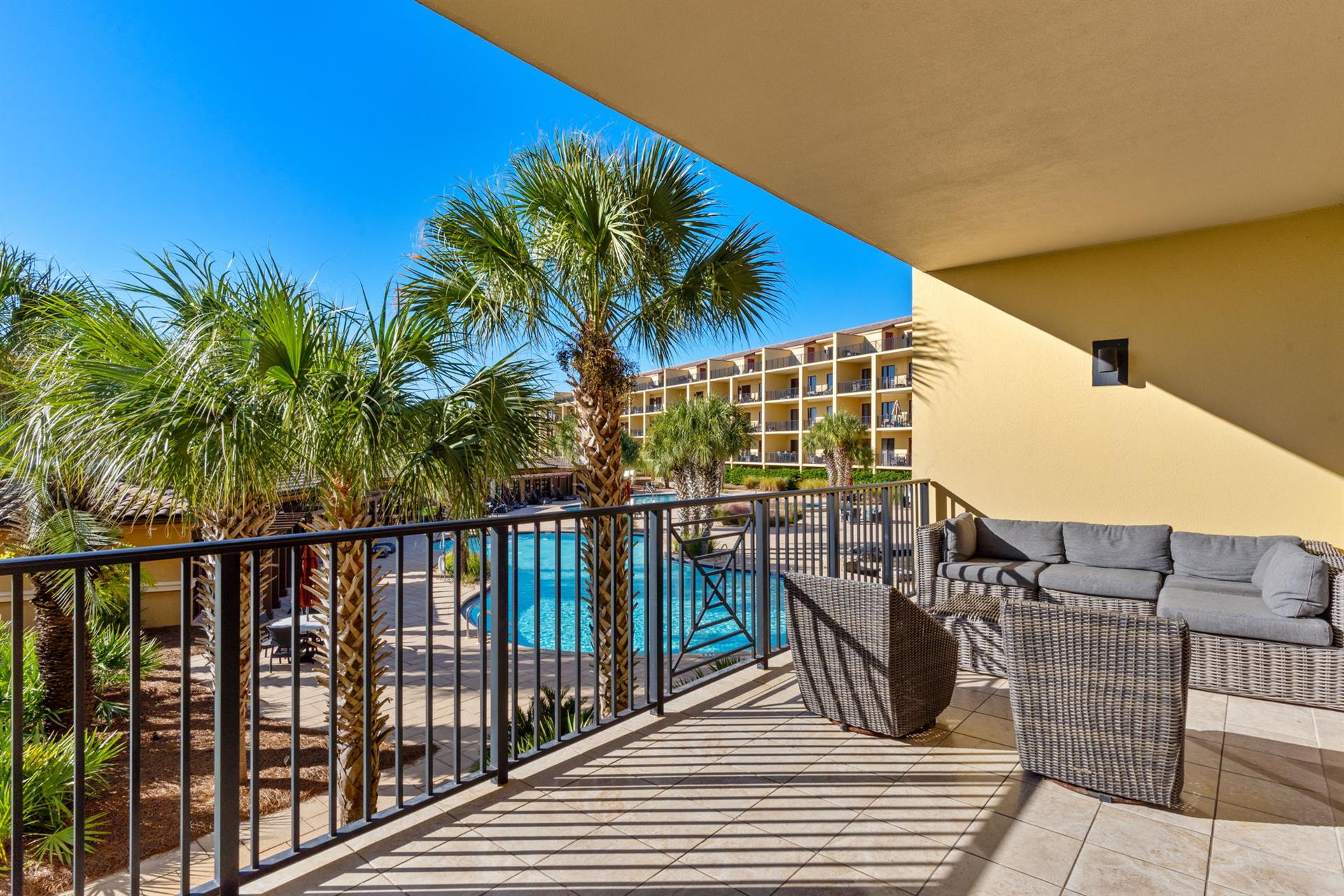 Large Private Balcony with Pool Views