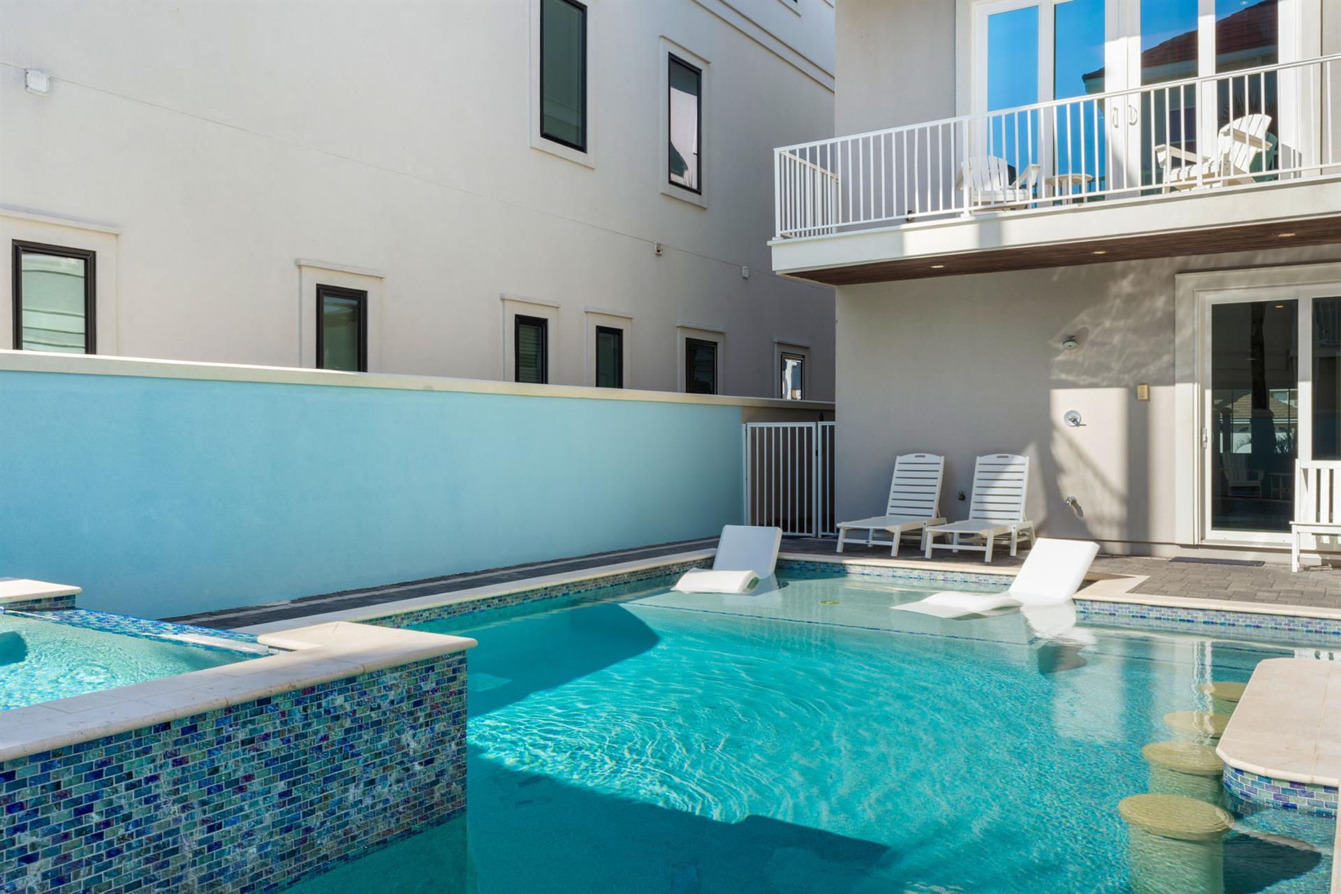 Pool with Water Lounge Chairs